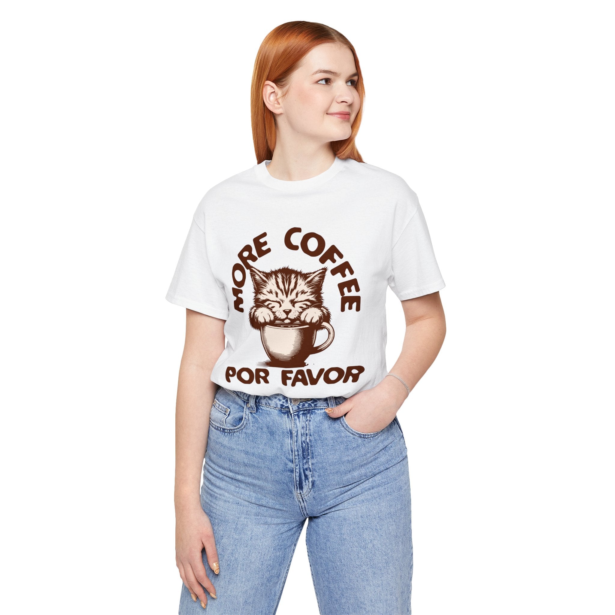 More Coffee Por Favor Funny Unisex Jersey Short Sleeve Tee, Gift for Mom, Gift for Dad, Gift for Teacher, Gift for friend