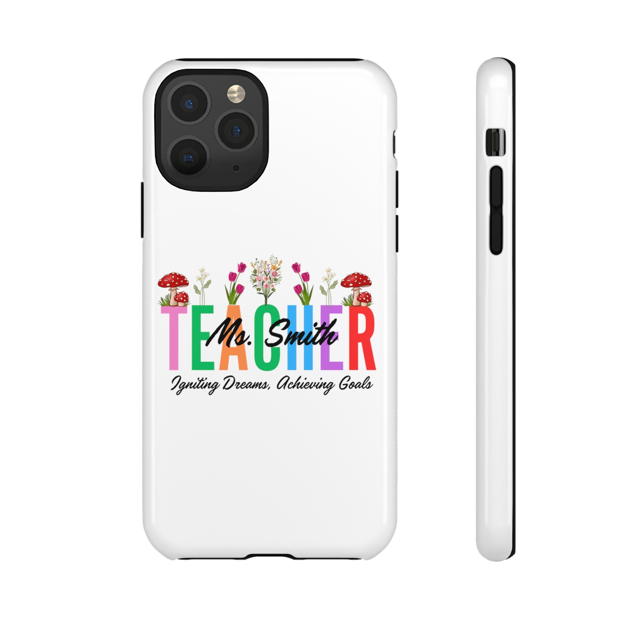 Personalized Floral Teacher iPhones and Samsung Galaxy Tough Cases, Teacher Name, Gift for teacher, Teacher's Appreciation