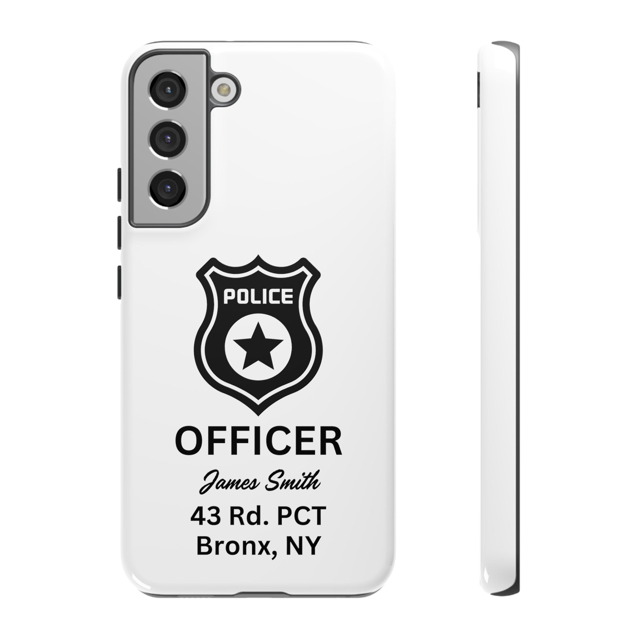 Personalized Police Officer iPhone, Samsung Tough Cases with Officer's Name and Precinct, Gift for Police Officers, Police Appreciation