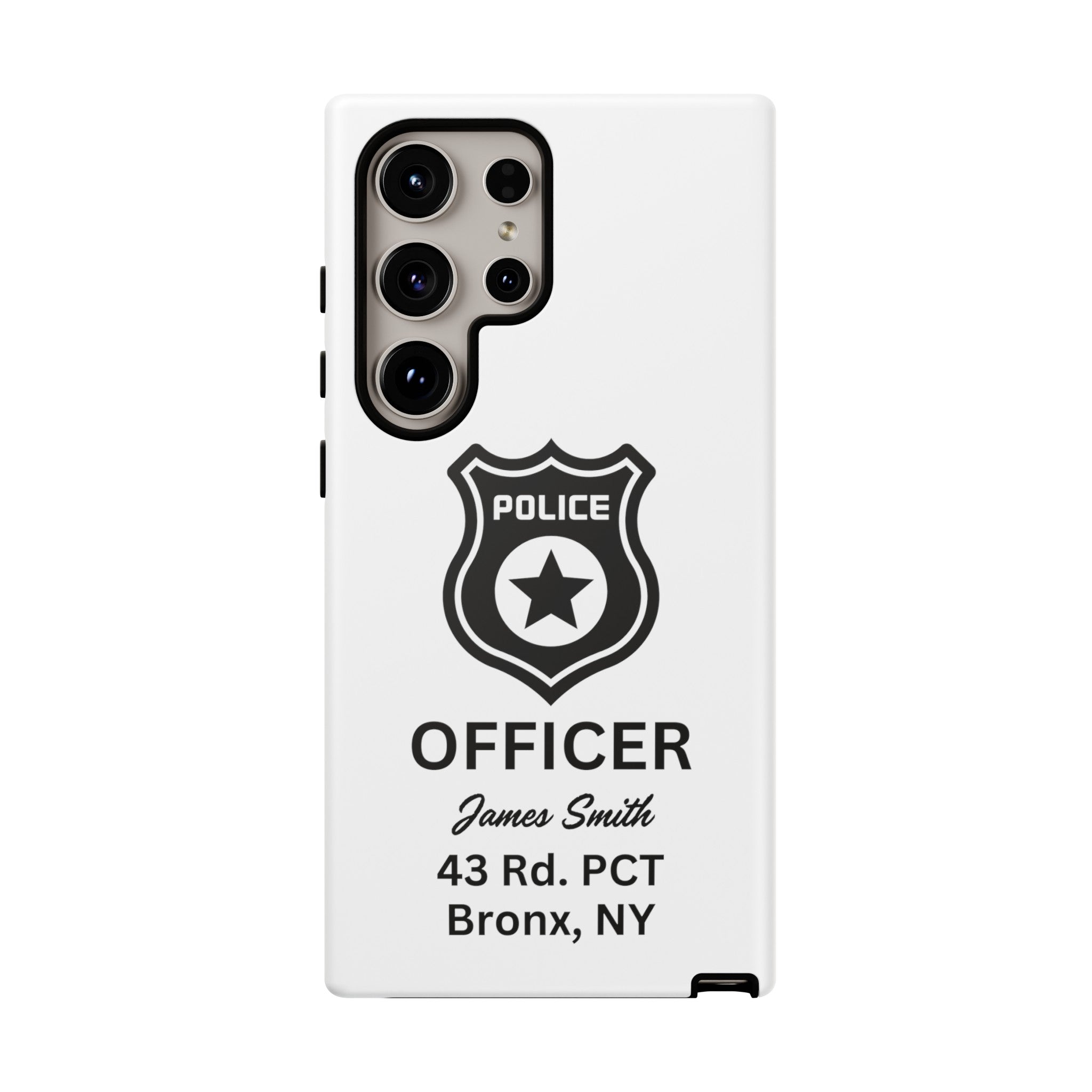 Personalized Police Officer iPhone, Samsung Tough Cases with Officer's Name and Precinct, Gift for Police Officers, Police Appreciation