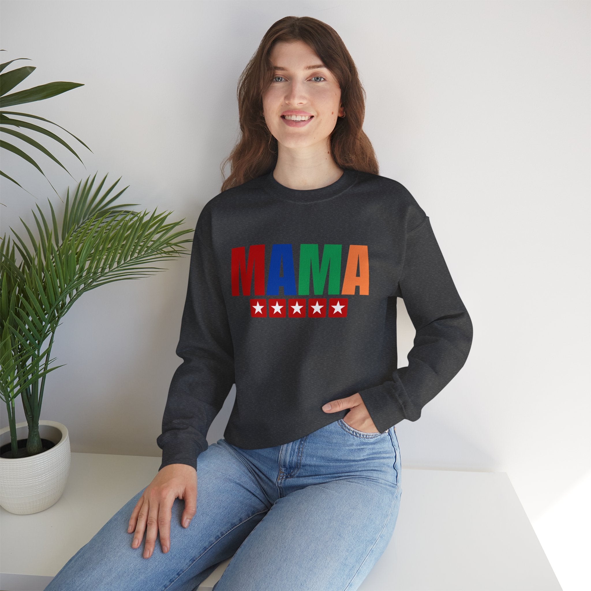 Mama Five Star Unisex Heavy Blend™ Crewneck Sweatshirt, Mother's Day Gift, Gift for Mom