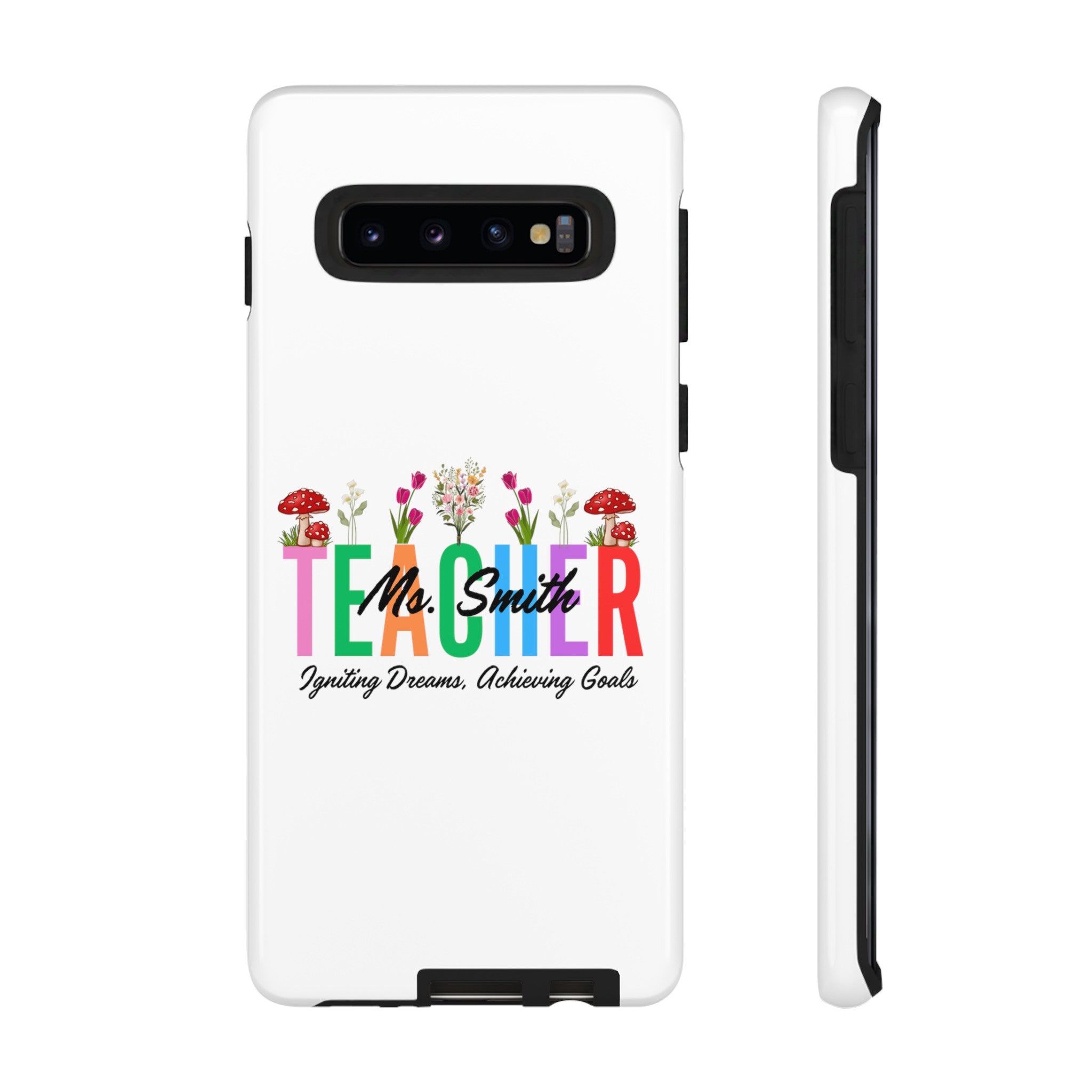 Personalized Floral Teacher iPhones and Samsung Galaxy Tough Cases, Teacher Name, Gift for teacher, Teacher's Appreciation