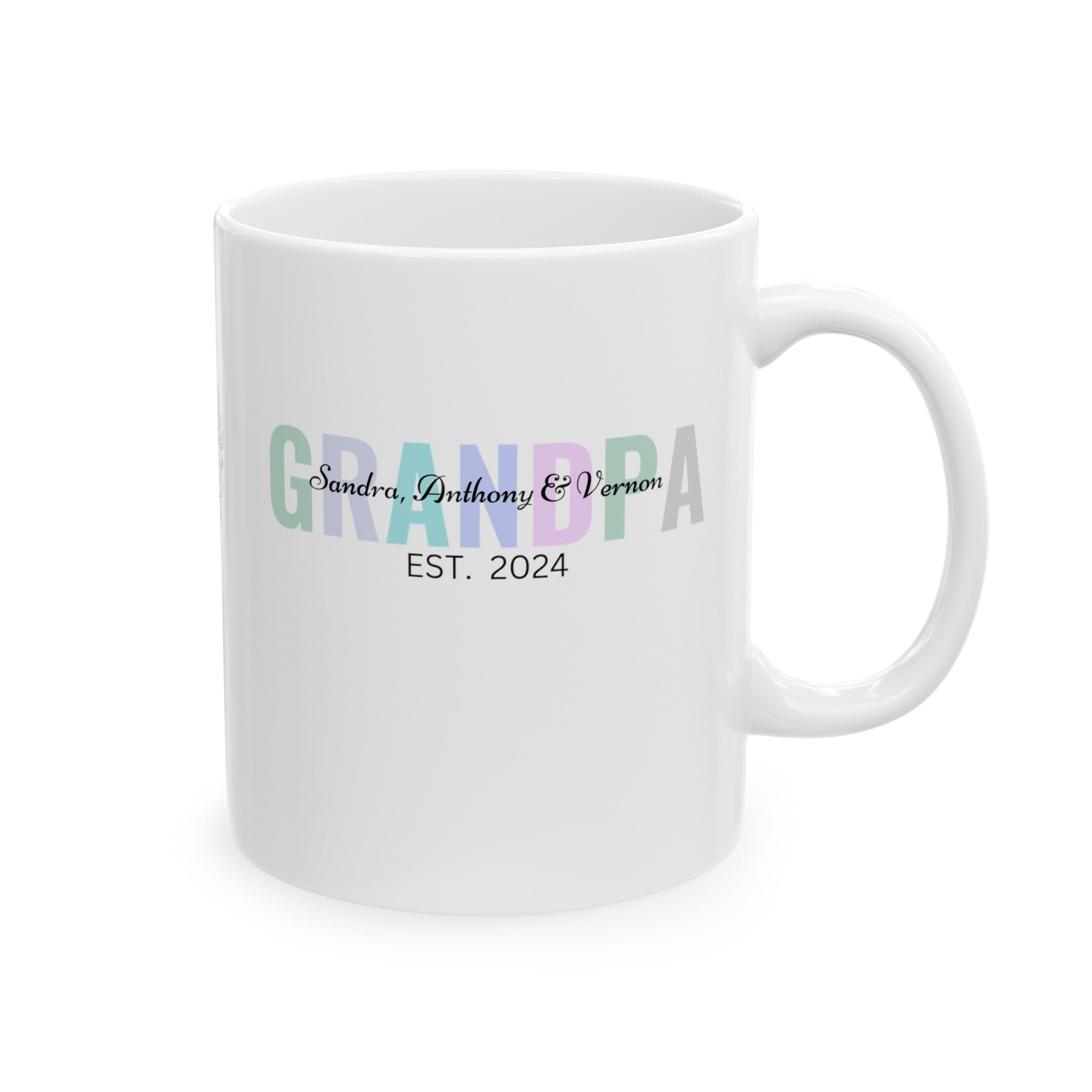 Personalized Grandpa Ceramic Mug, (11oz, 15oz) with Grandkids Names, Gift for Grandpa, Gift from Grandkids, Gift from Kids