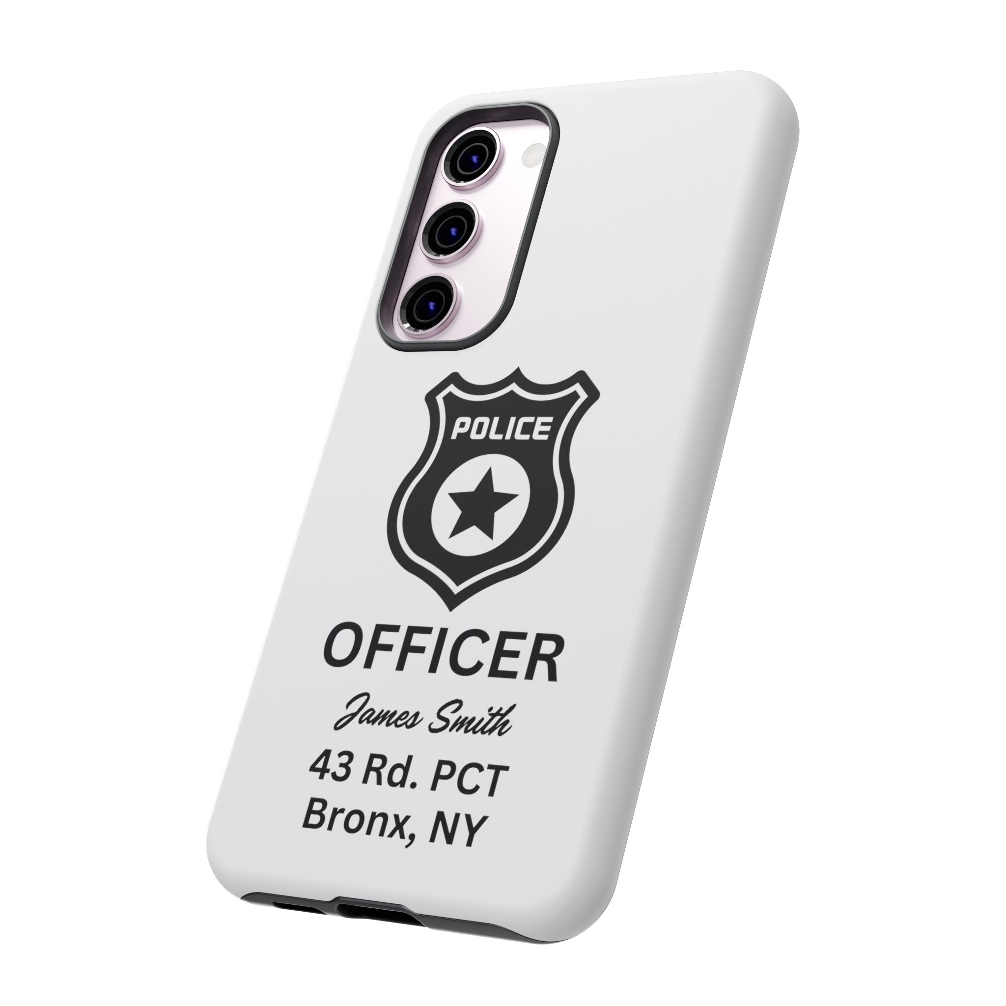 Personalized Police Officer iPhone, Samsung Tough Cases with Officer's Name and Precinct, Gift for Police Officers, Police Appreciation