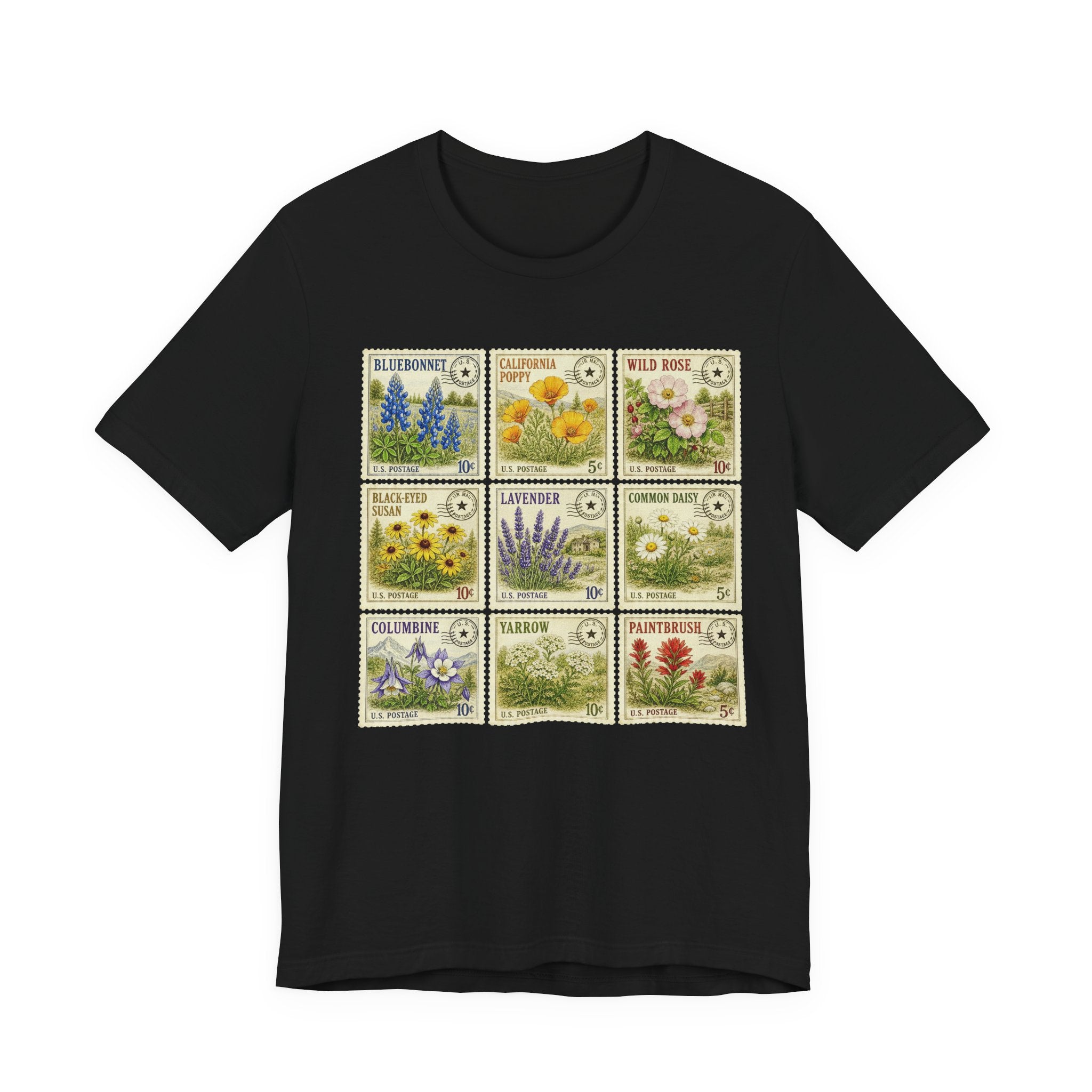 Vintage Wild Flower Shirt, Wildflower shirt, Wildflower Stamps