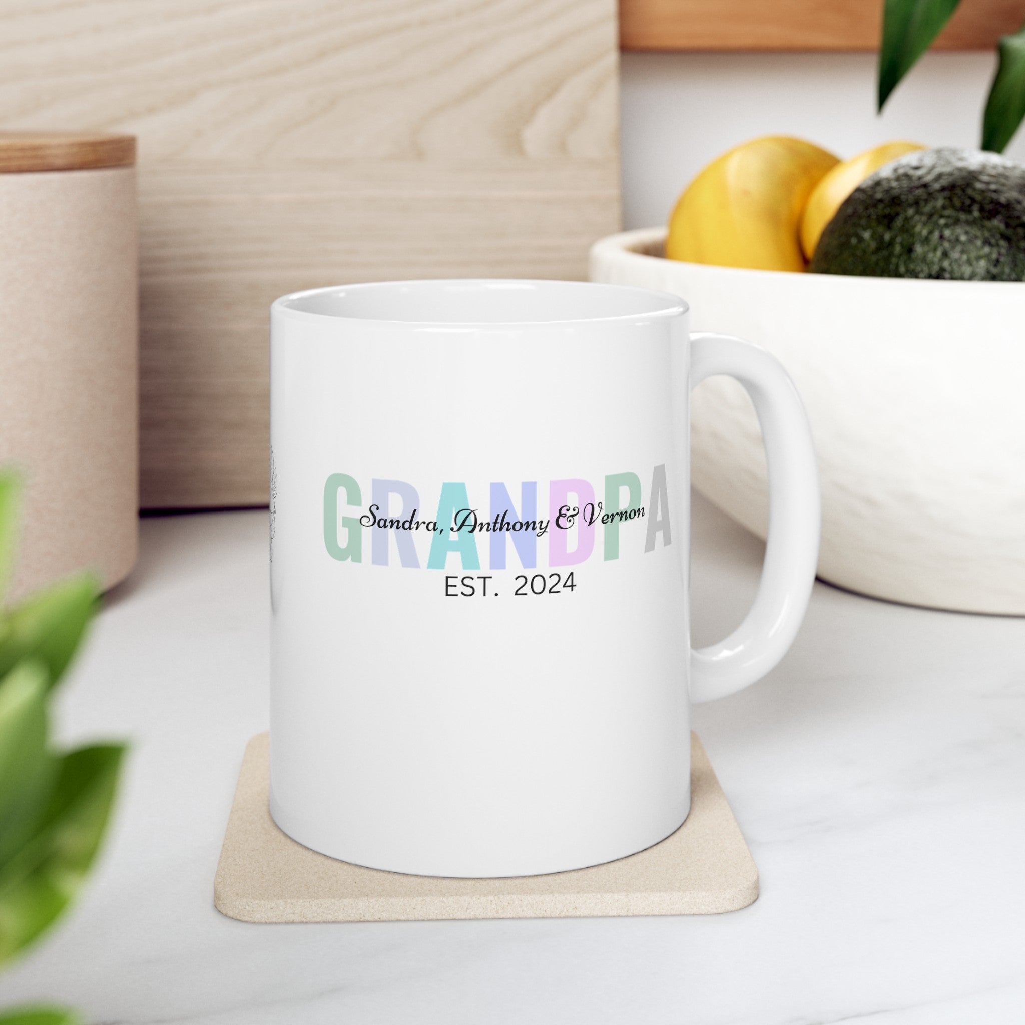 Personalized Grandpa Ceramic Mug, (11oz, 15oz) with Grandkids Names, Gift for Grandpa, Gift from Grandkids, Gift from Kids