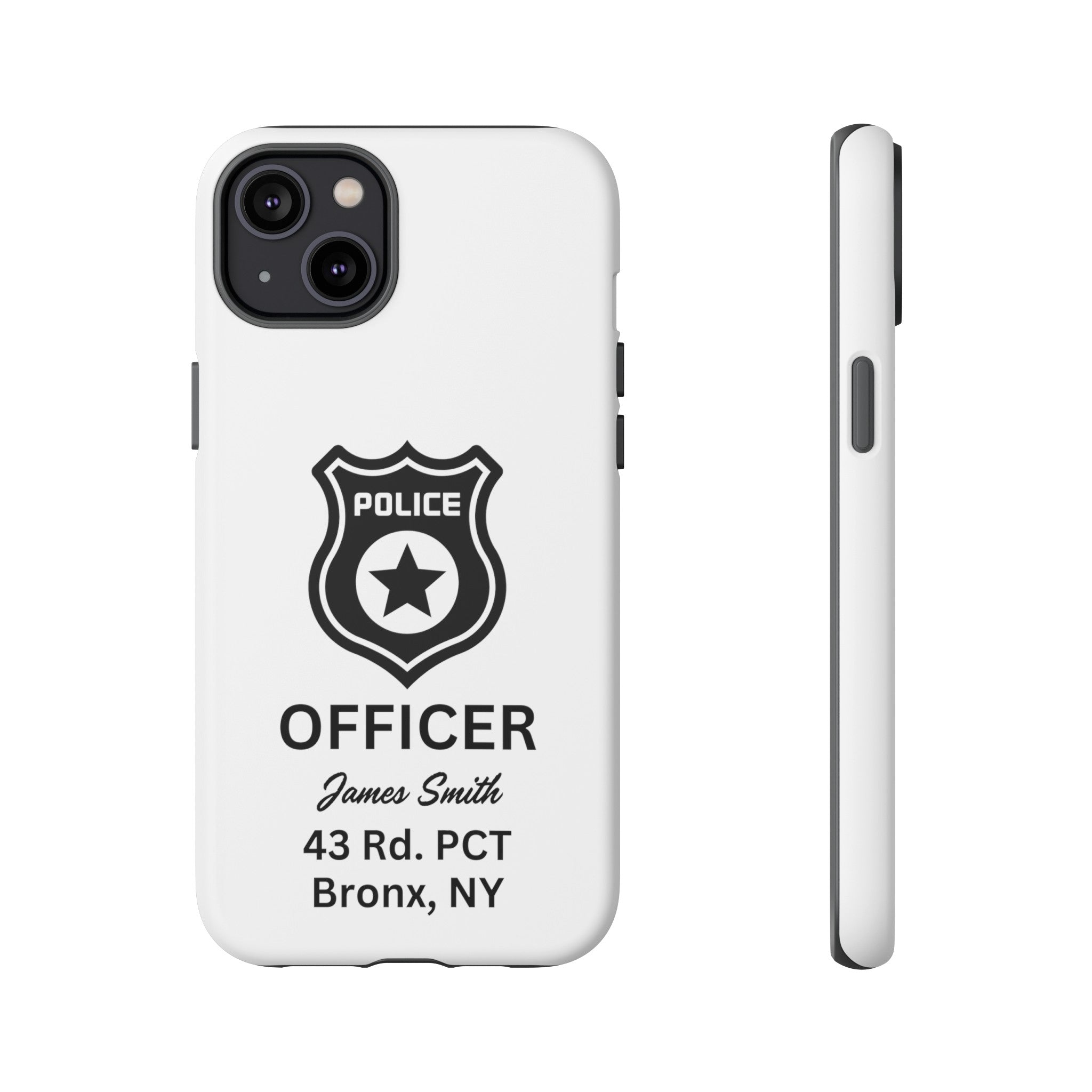 Personalized Police Officer iPhone, Samsung Tough Cases with Officer's Name and Precinct, Gift for Police Officers, Police Appreciation