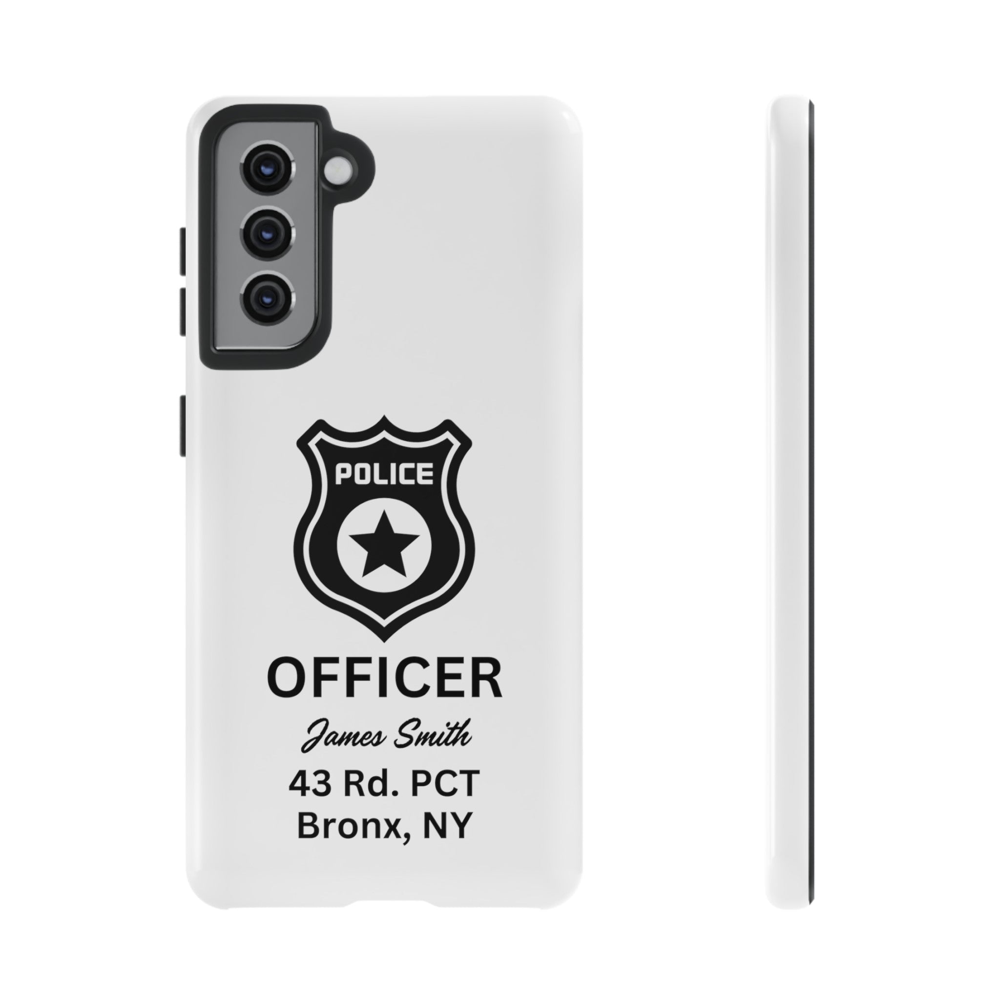 Personalized Police Officer iPhone, Samsung Tough Cases with Officer's Name and Precinct, Gift for Police Officers, Police Appreciation