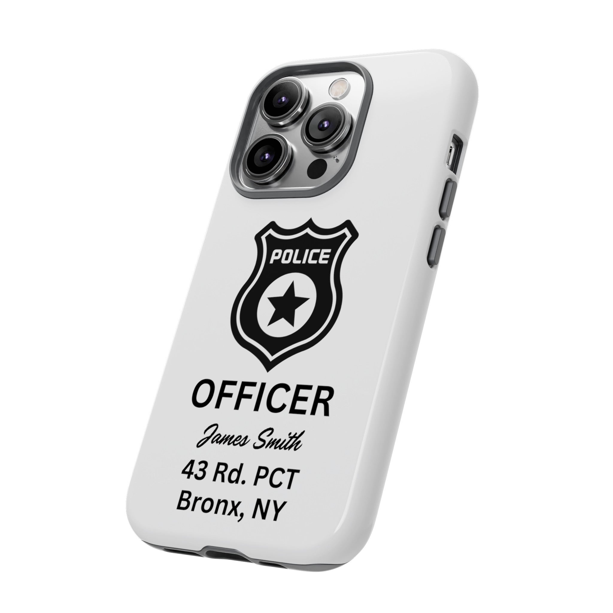 Personalized Police Officer iPhone, Samsung Tough Cases with Officer's Name and Precinct, Gift for Police Officers, Police Appreciation