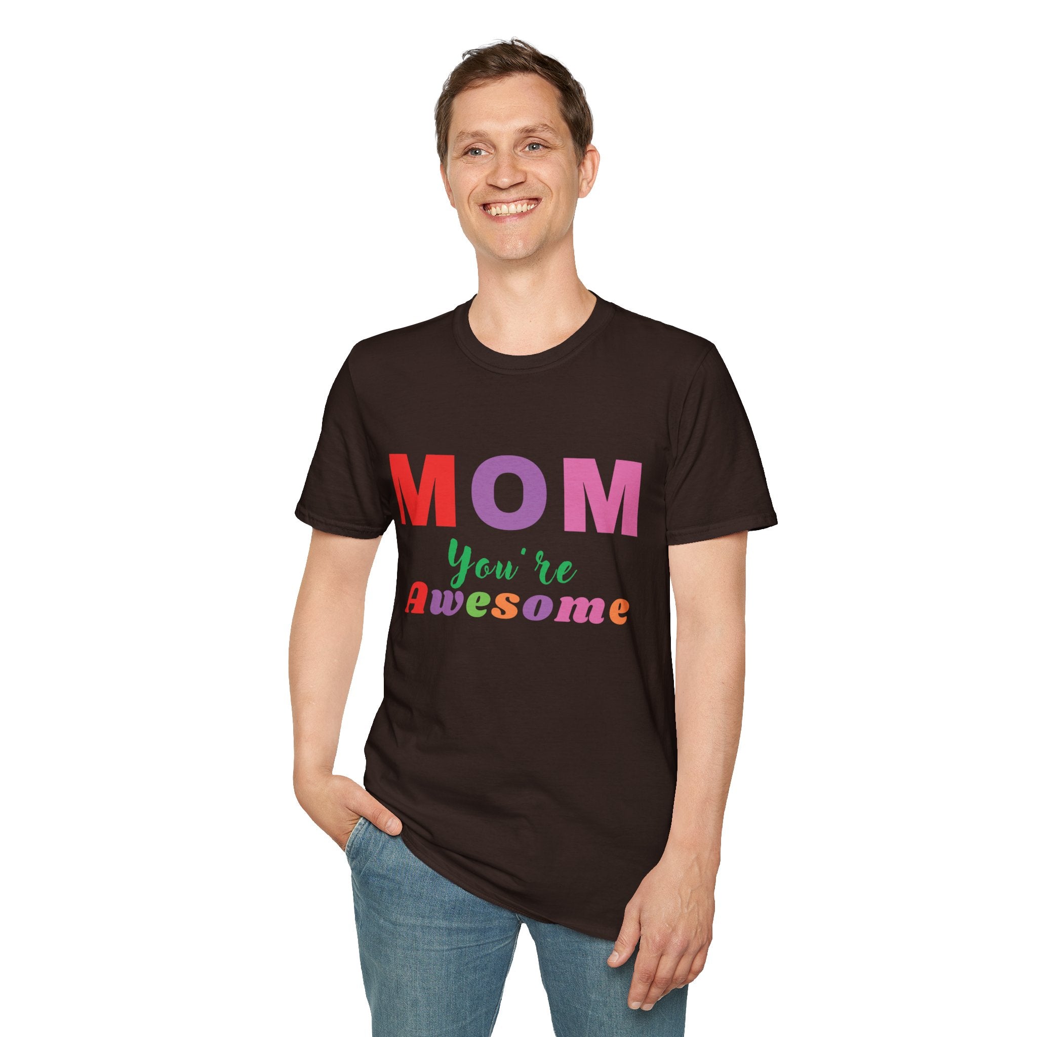 Happy Mothers Day Awesome Mom Unisex Softstyle T-Shirt, Gift for Mom, Gift from Dad, Gift from Husband, Gift from Son, Gift from Daughter, Gift from Boyfriend