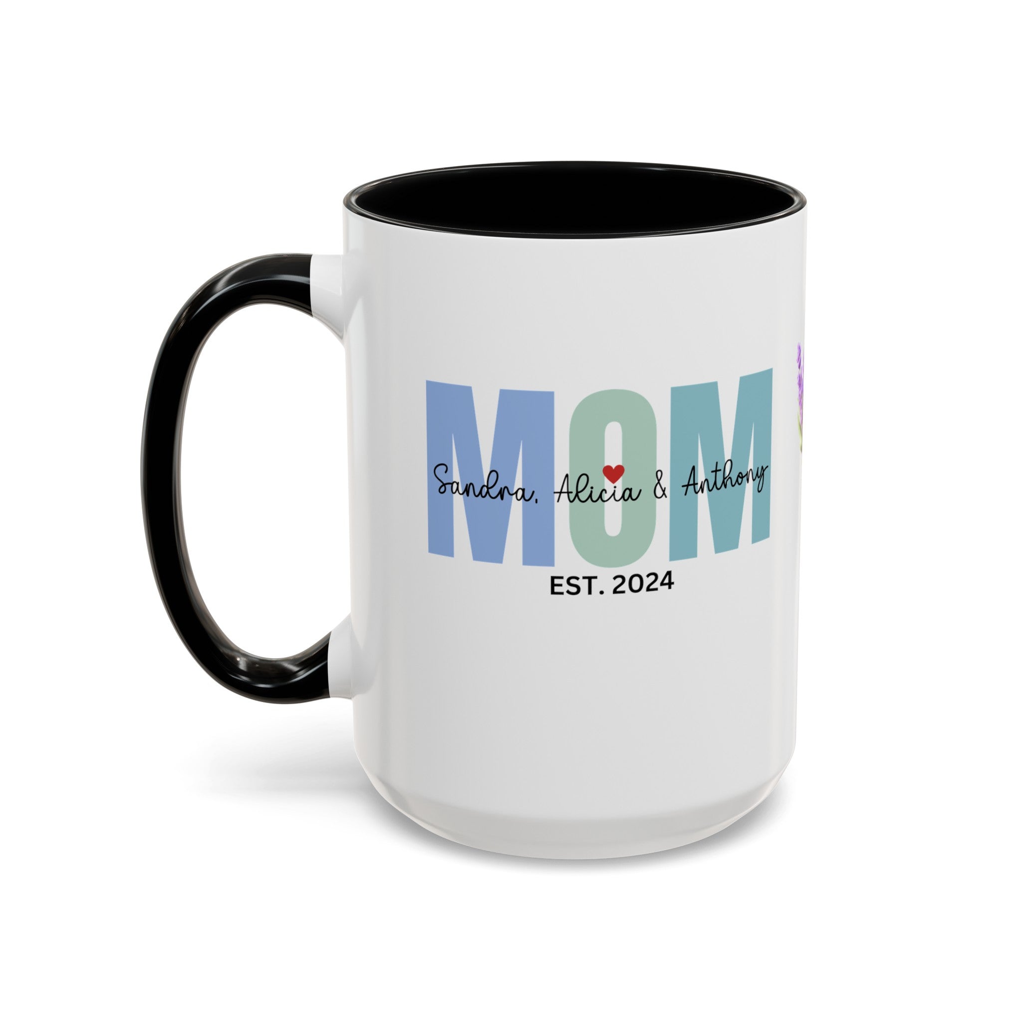 Personalized Mom Accent Coffee Mug (11, 15oz), Gift for Mom, Happy Birthday Mom, Mother's Day gift, Mom's Mug, Mom's Coffee Mug