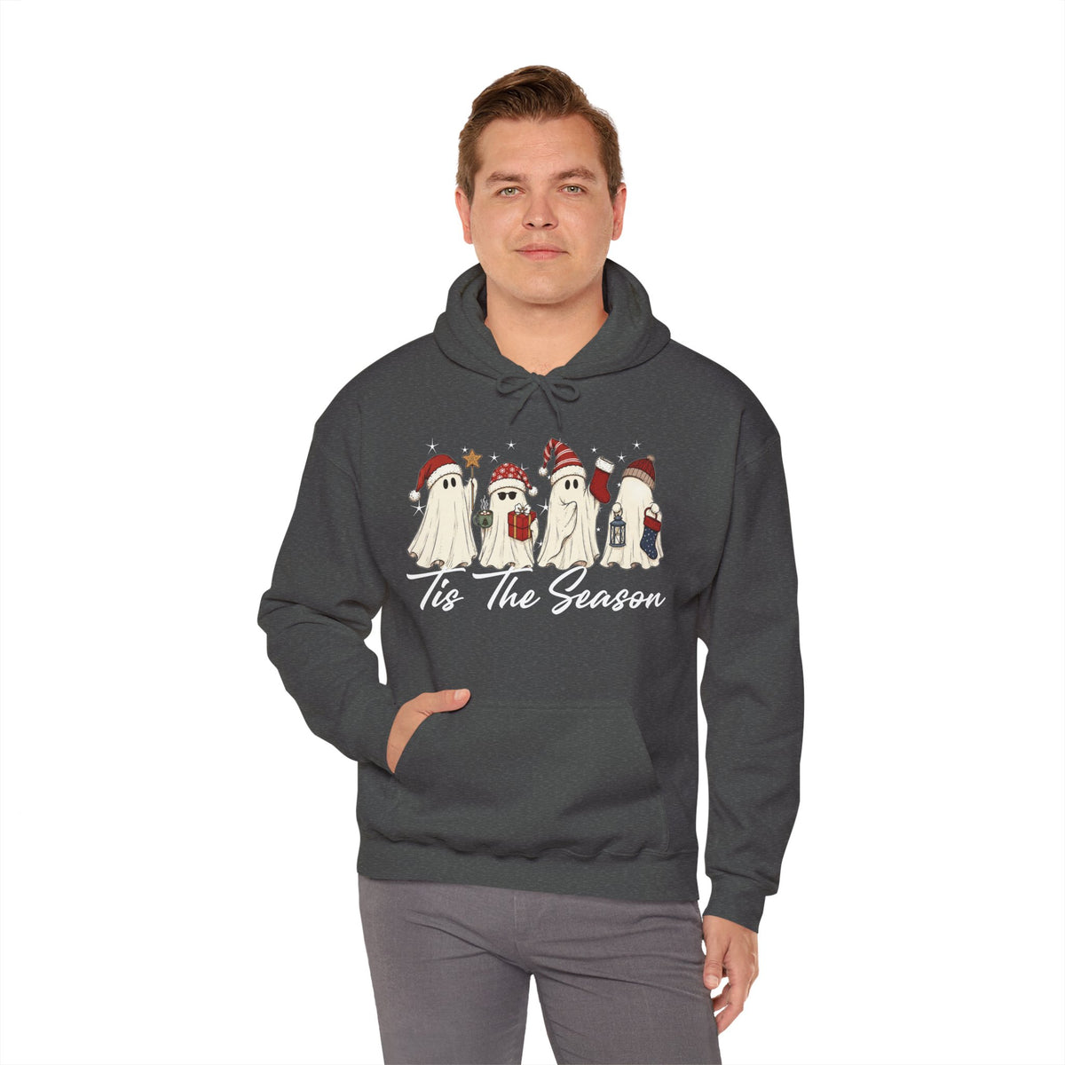 Tis The Season Halloween Hoodie, Retro Ghost Sweatshirt, Cute Christmas Ghost Sweater