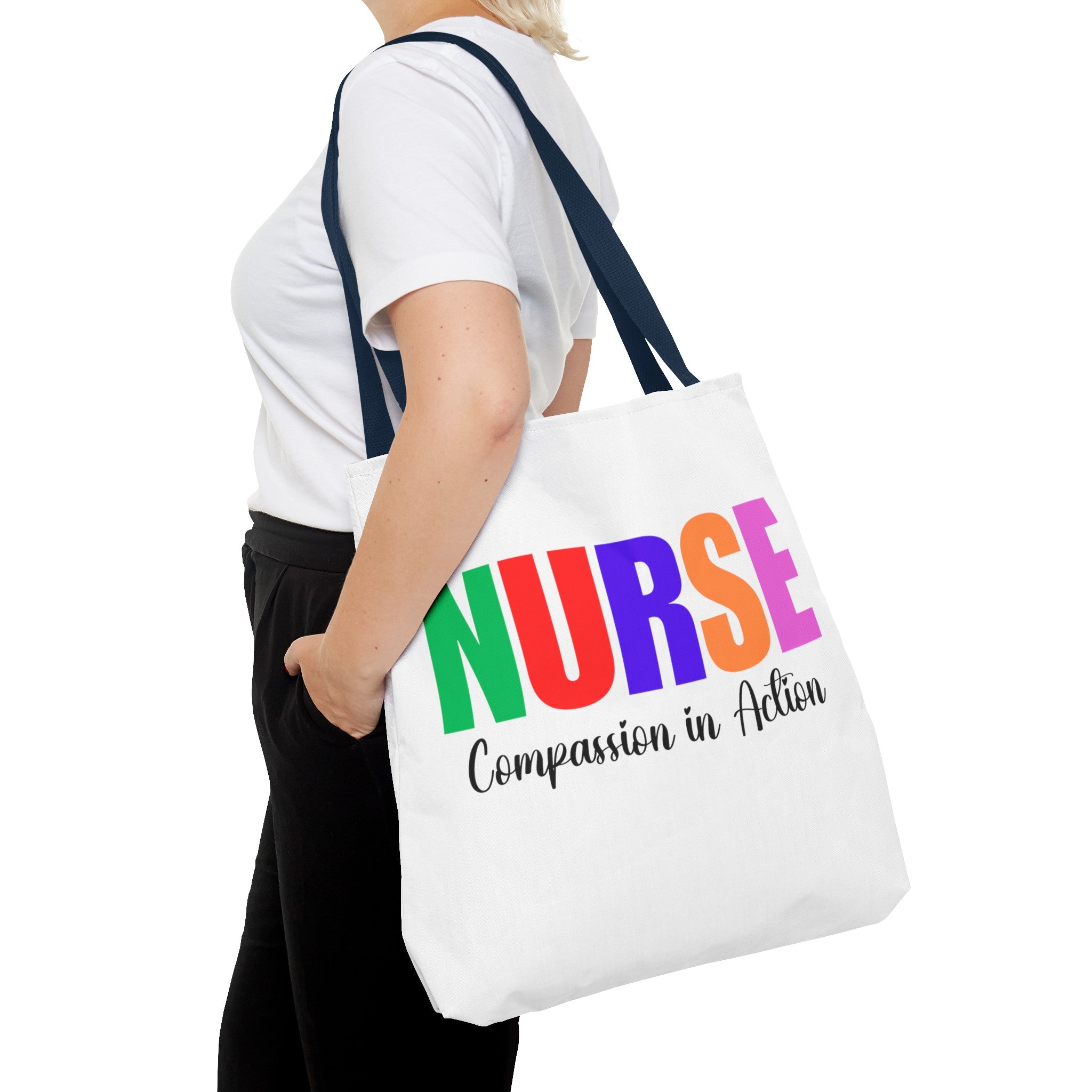 Nurse Compassion In Action Tote Bag (AOP), Gift for Nurse, Nurse Bag, Bag for Nurse
