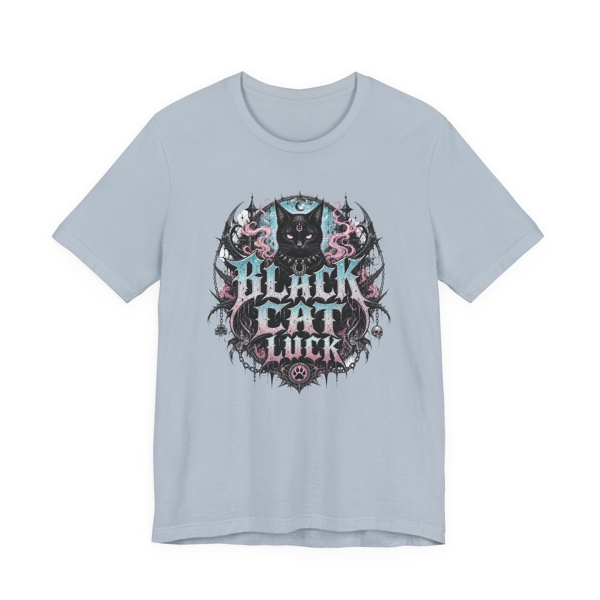 Black Cat Gothic Shirt, Gildan 3001 Witchy tee, Black Cat t-shirt