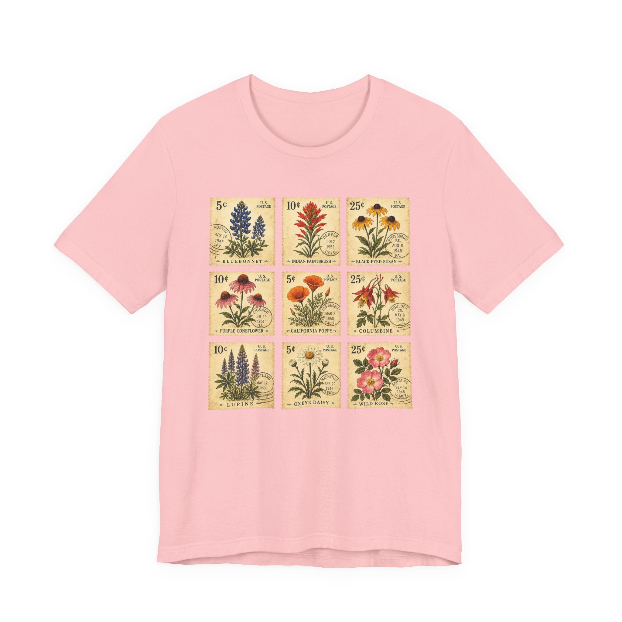 WildFlower T-Shirt, Vintage wildflower Stamp collection, Vintage Flower Shirt