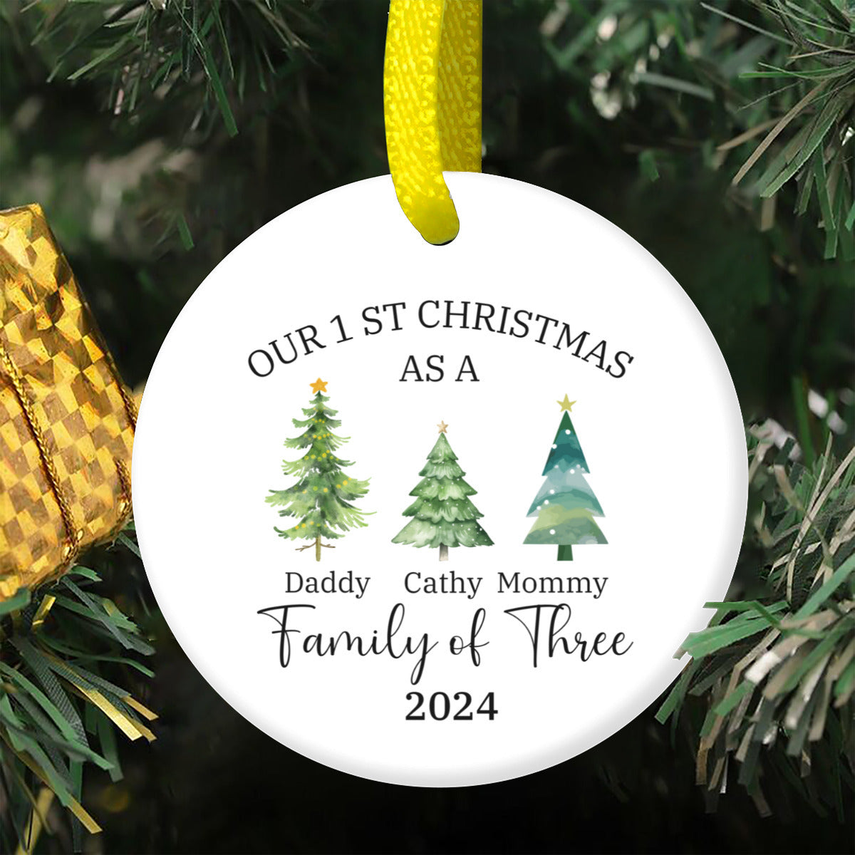 Personalized Ornaments, Family of Three Christmas Ornament, Family of 3-Ornament, First Christmas Ornaments