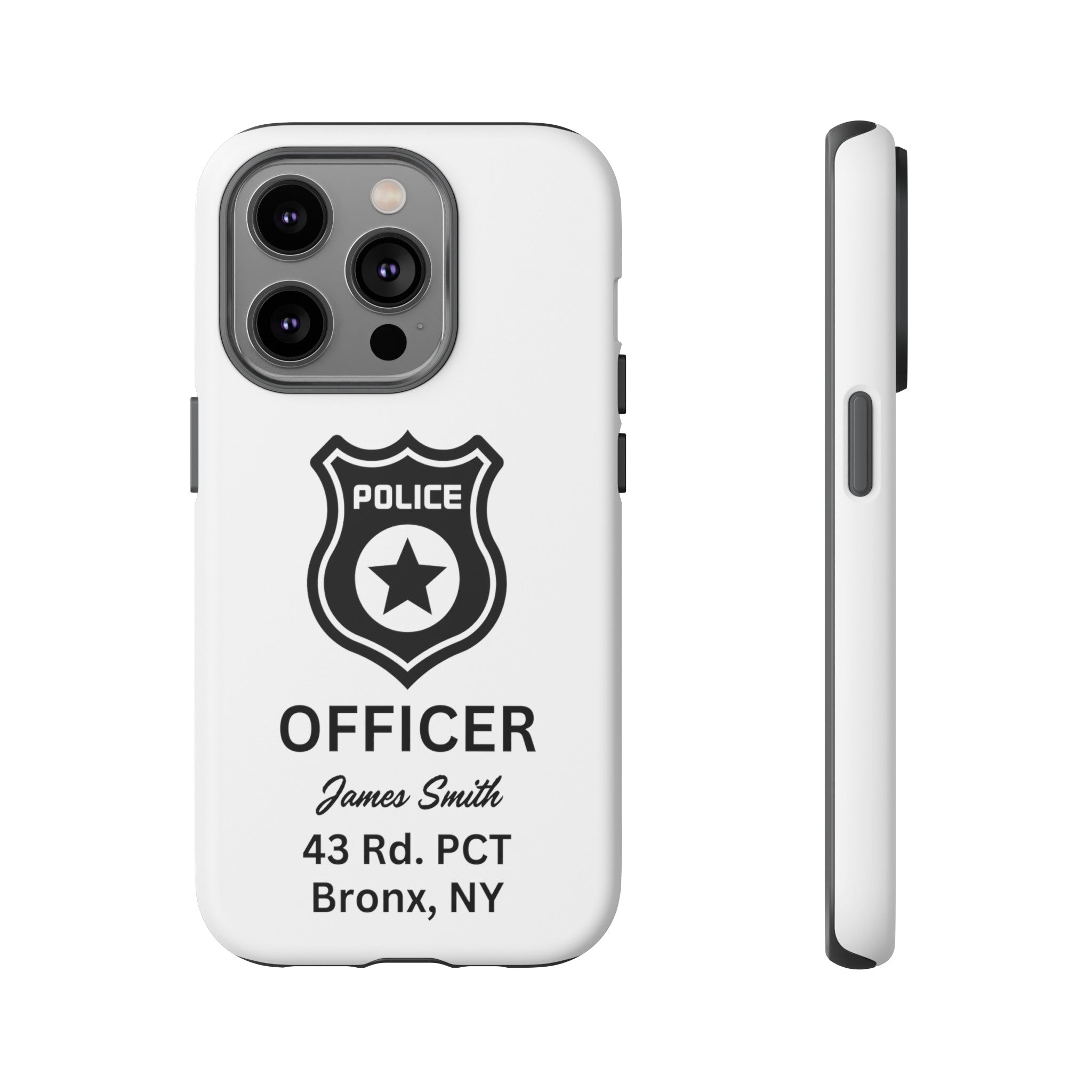 Personalized Police Officer iPhone, Samsung Tough Cases with Officer's Name and Precinct, Gift for Police Officers, Police Appreciation