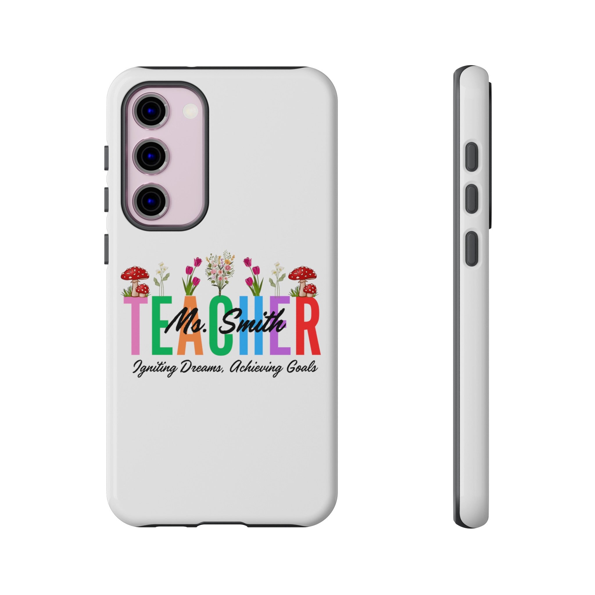 Personalized Floral Teacher iPhones and Samsung Galaxy Tough Cases, Teacher Name, Gift for teacher, Teacher's Appreciation