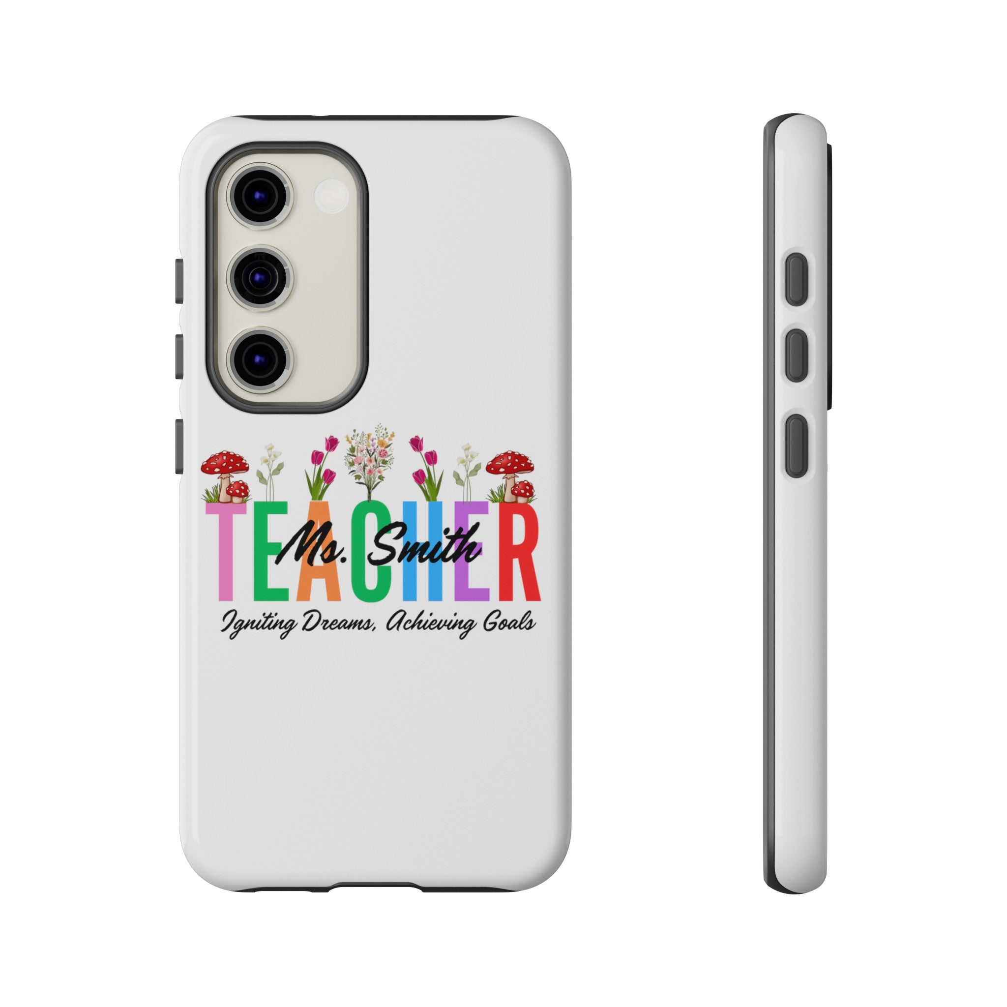 Personalized Floral Teacher iPhones and Samsung Galaxy Tough Cases, Teacher Name, Gift for teacher, Teacher's Appreciation