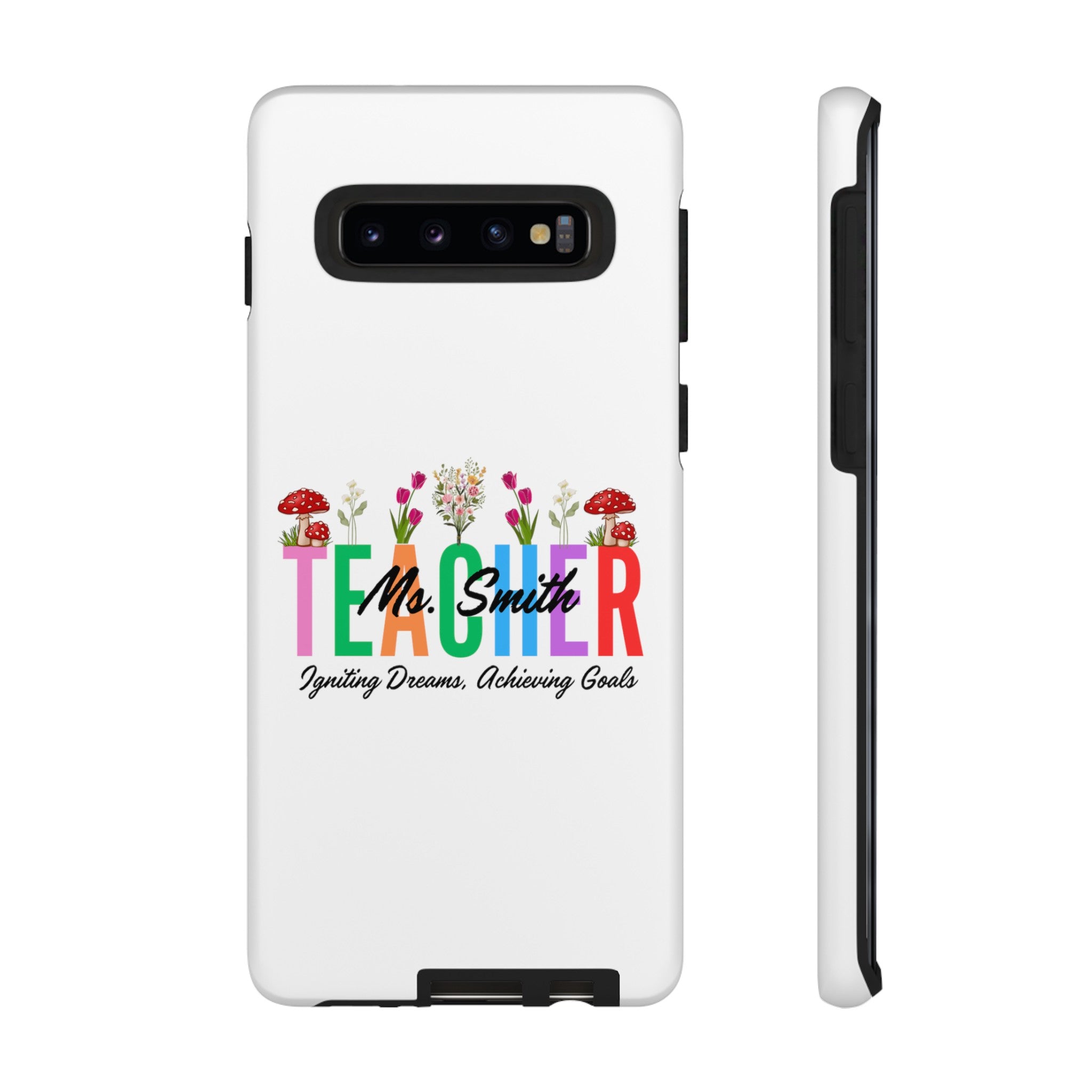 Personalized Floral Teacher iPhones and Samsung Galaxy Tough Cases, Teacher Name, Gift for teacher, Teacher's Appreciation