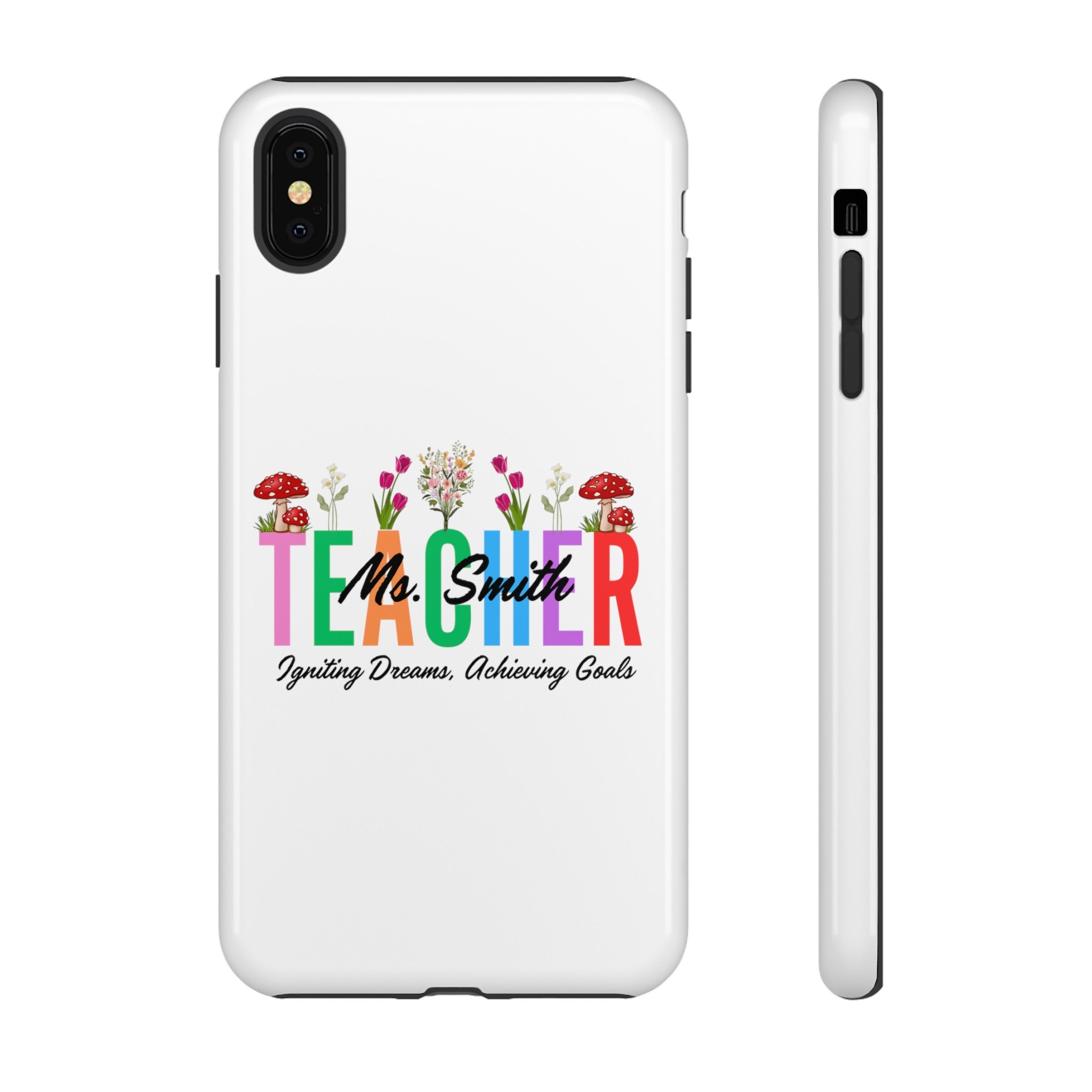 Personalized Floral Teacher iPhones and Samsung Galaxy Tough Cases, Teacher Name, Gift for teacher, Teacher's Appreciation