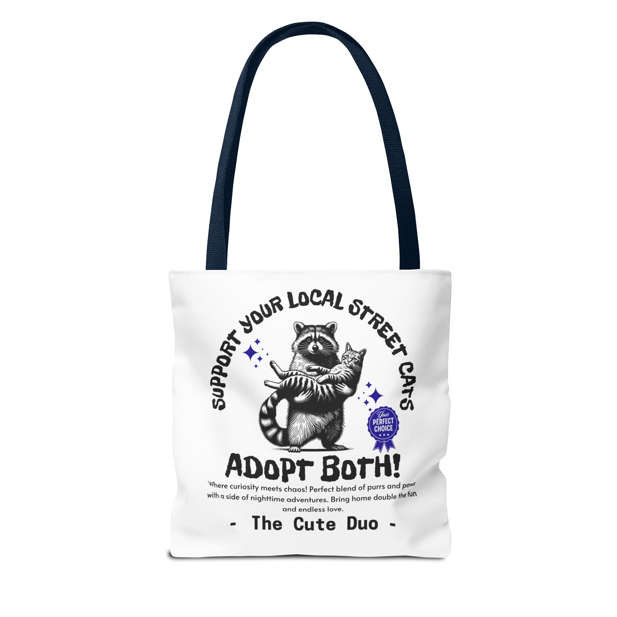 Funny Tote Bag (AOP), Funny Support Your Local Street Cats bag, Gift for Cat Lovers, Funny Raccoons Bag, Gift for Cat Mom