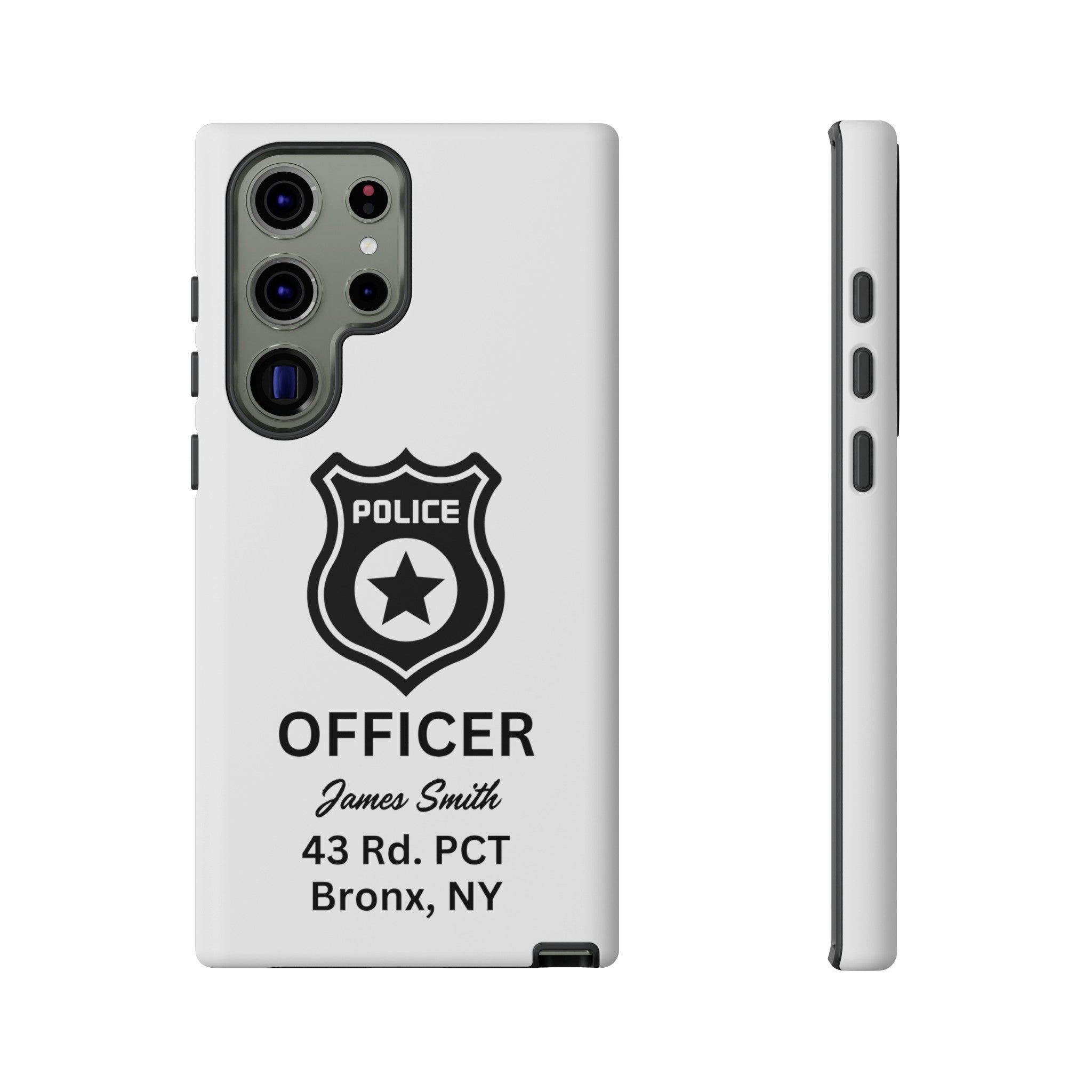 Personalized Police Officer iPhone, Samsung Tough Cases with Officer's Name and Precinct, Gift for Police Officers, Police Appreciation