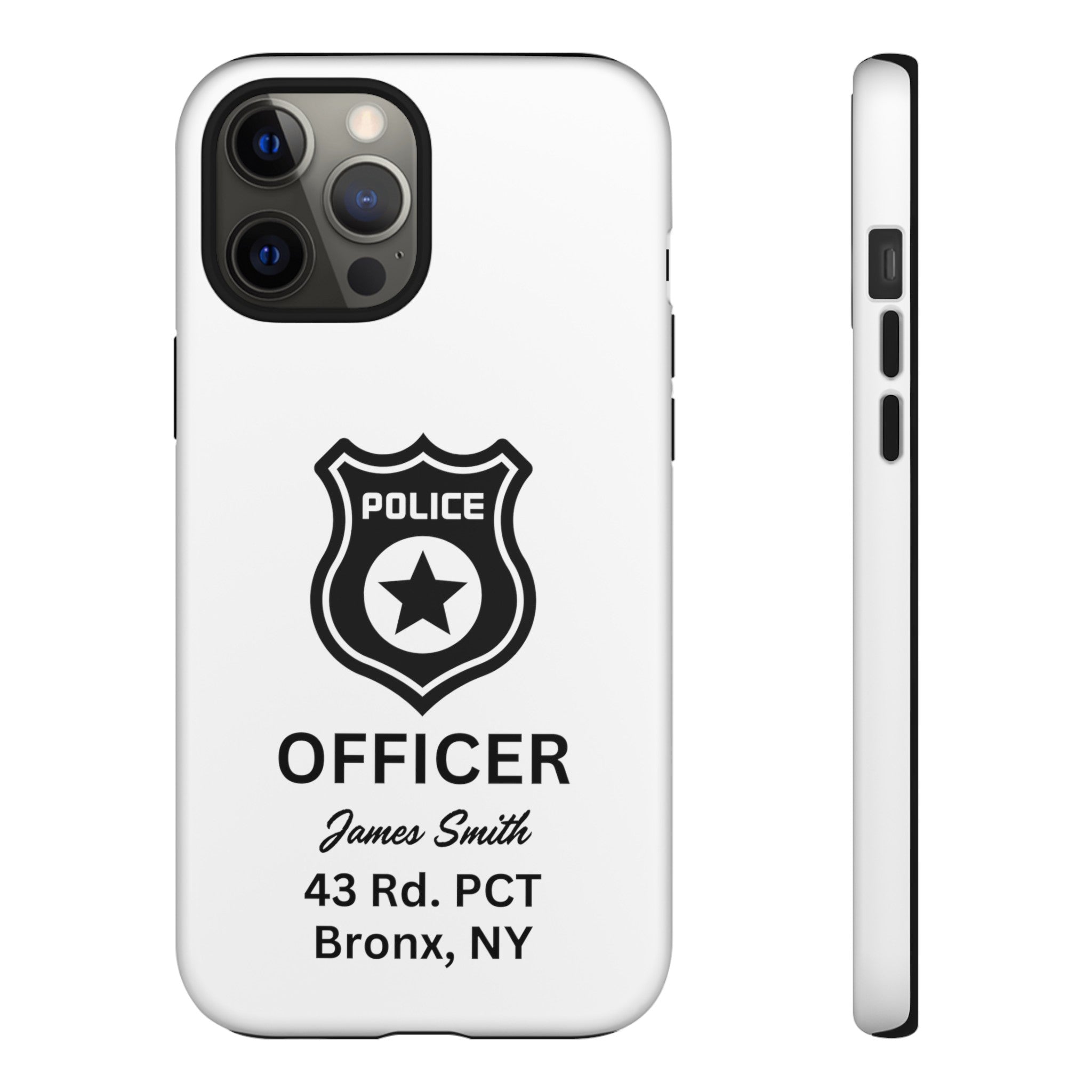 Personalized Police Officer iPhone, Samsung Tough Cases with Officer's Name and Precinct, Gift for Police Officers, Police Appreciation