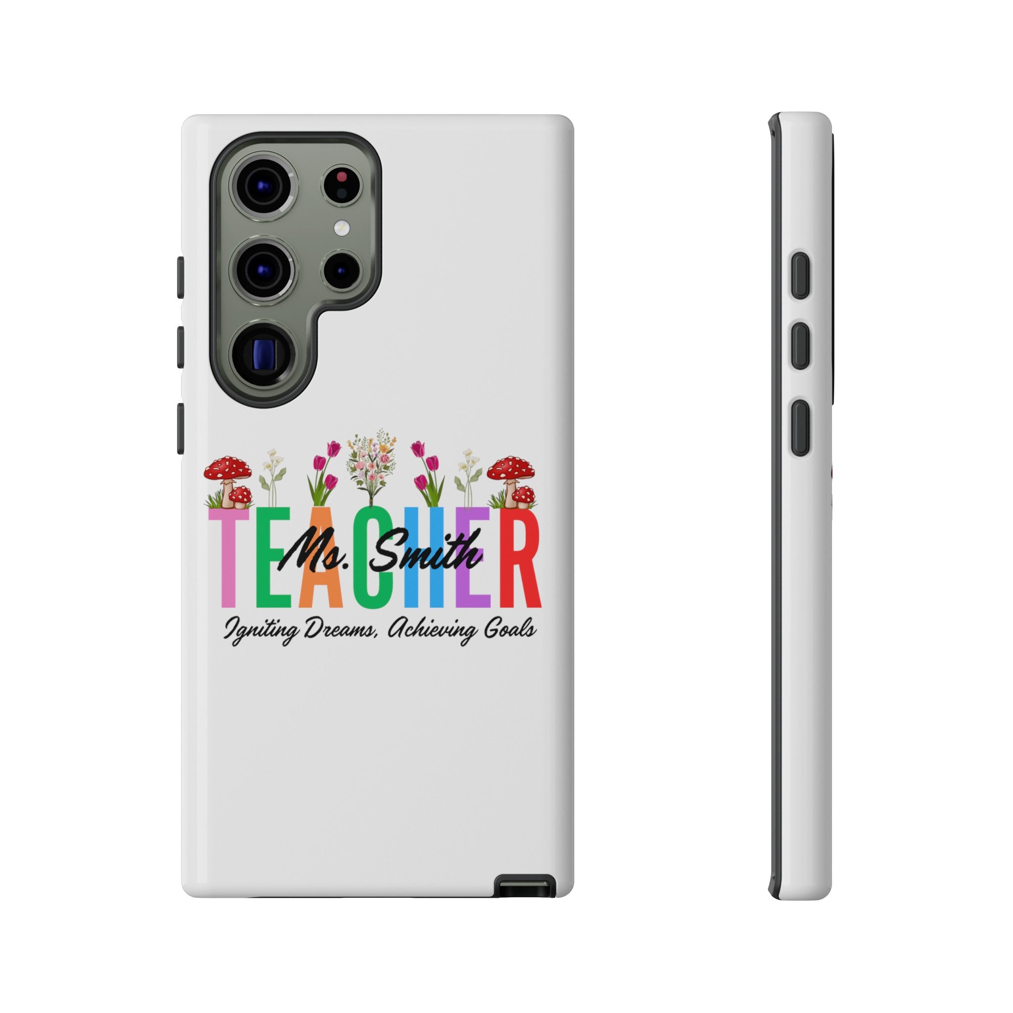 Personalized Floral Teacher iPhones and Samsung Galaxy Tough Cases, Teacher Name, Gift for teacher, Teacher's Appreciation