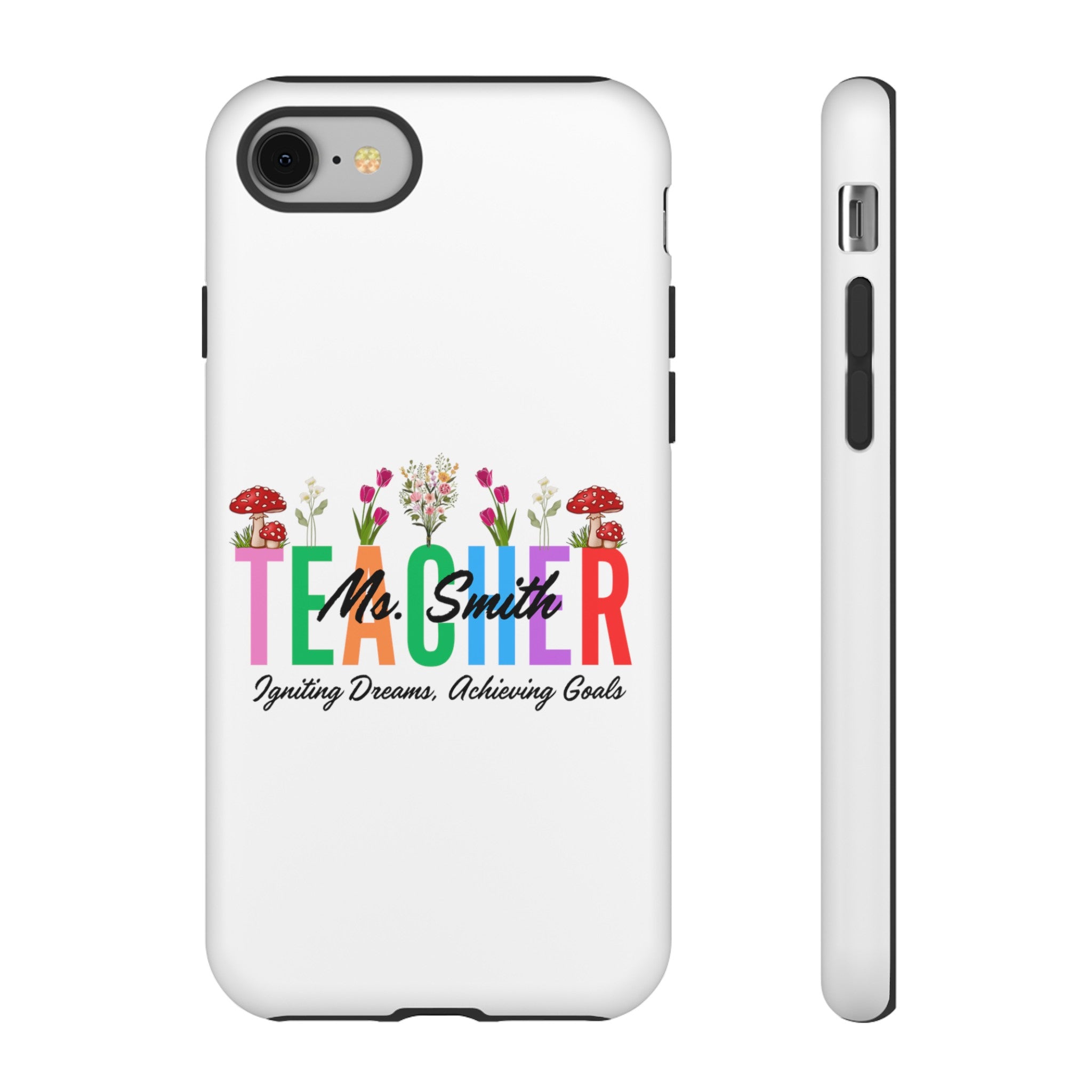 Personalized Floral Teacher iPhones and Samsung Galaxy Tough Cases, Teacher Name, Gift for teacher, Teacher's Appreciation