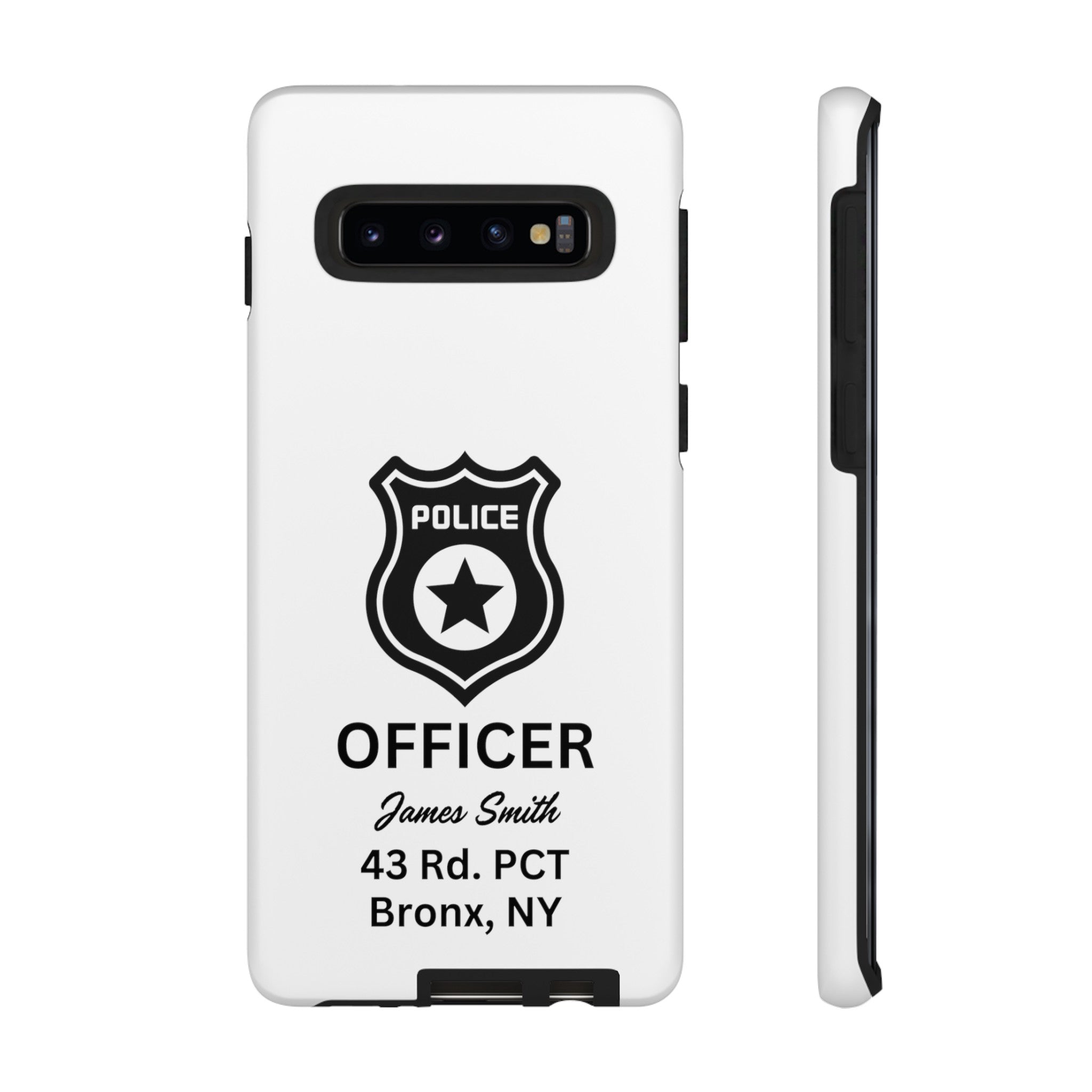 Personalized Police Officer iPhone, Samsung Tough Cases with Officer's Name and Precinct, Gift for Police Officers, Police Appreciation