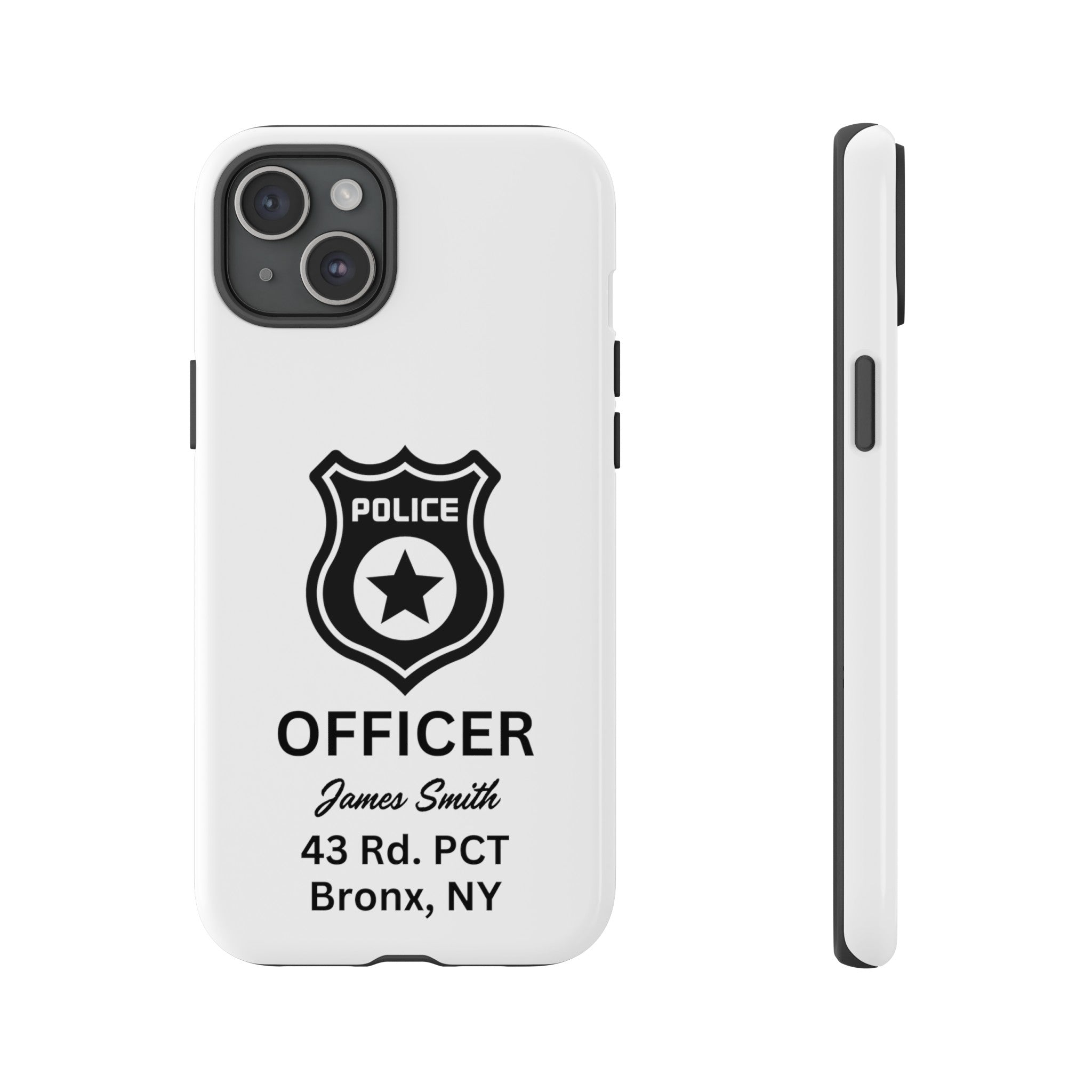 Personalized Police Officer iPhone, Samsung Tough Cases with Officer's Name and Precinct, Gift for Police Officers, Police Appreciation