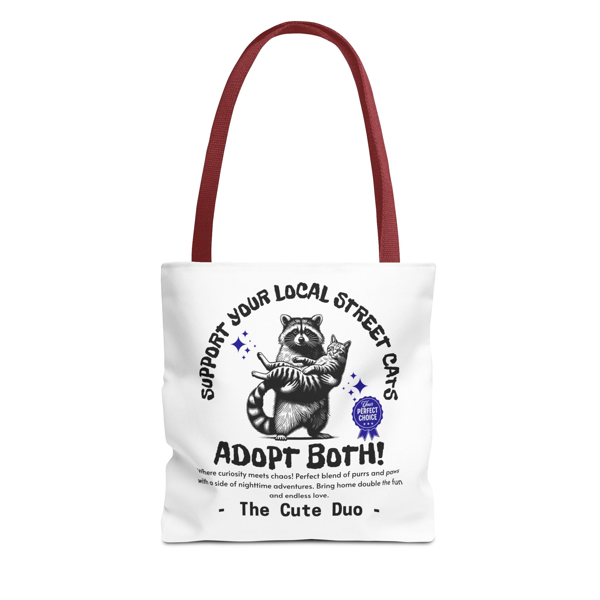 Funny Tote Bag (AOP), Funny Support Your Local Street Cats bag, Gift for Cat Lovers, Funny Raccoons Bag, Gift for Cat Mom