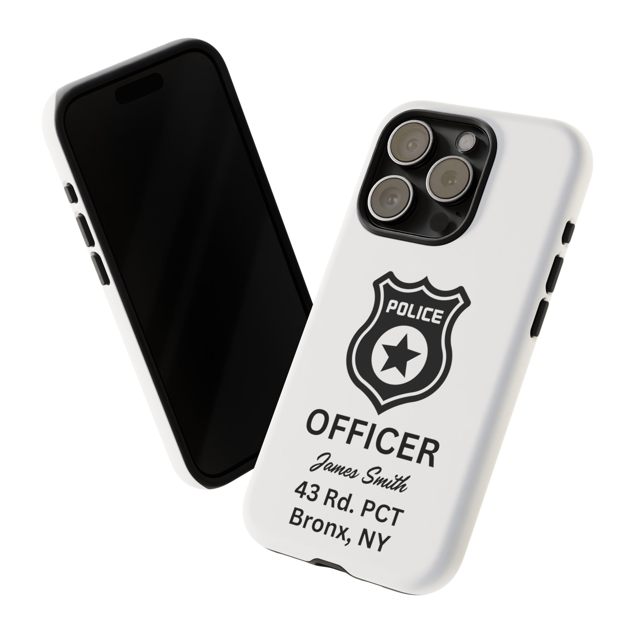 Personalized Police Officer iPhone, Samsung Tough Cases with Officer's Name and Precinct, Gift for Police Officers, Police Appreciation