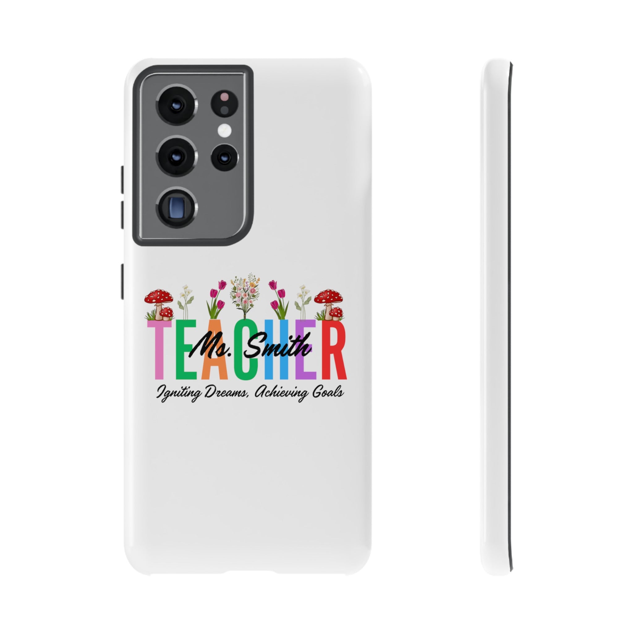 Personalized Floral Teacher iPhones and Samsung Galaxy Tough Cases, Teacher Name, Gift for teacher, Teacher's Appreciation