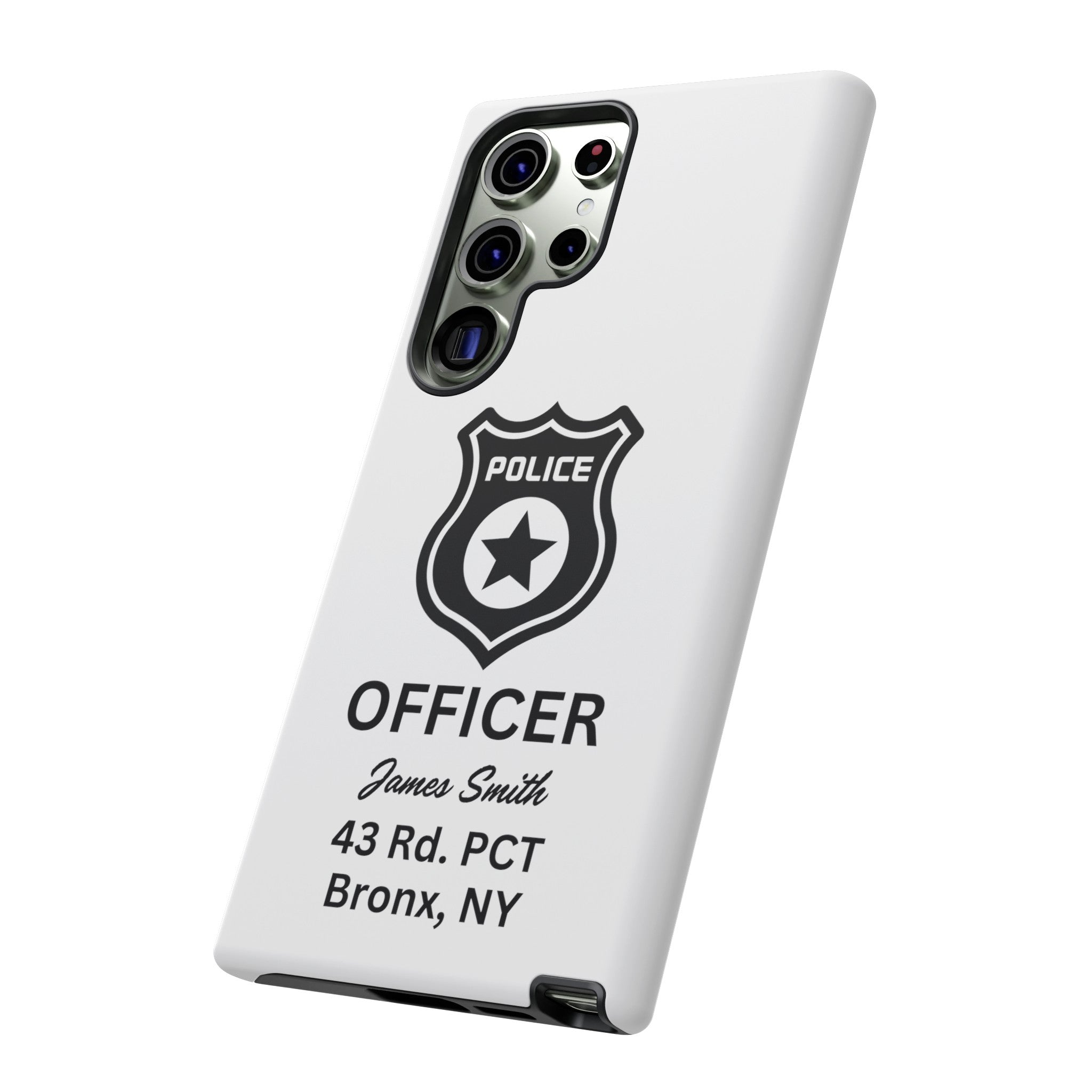 Personalized Police Officer iPhone, Samsung Tough Cases with Officer's Name and Precinct, Gift for Police Officers, Police Appreciation