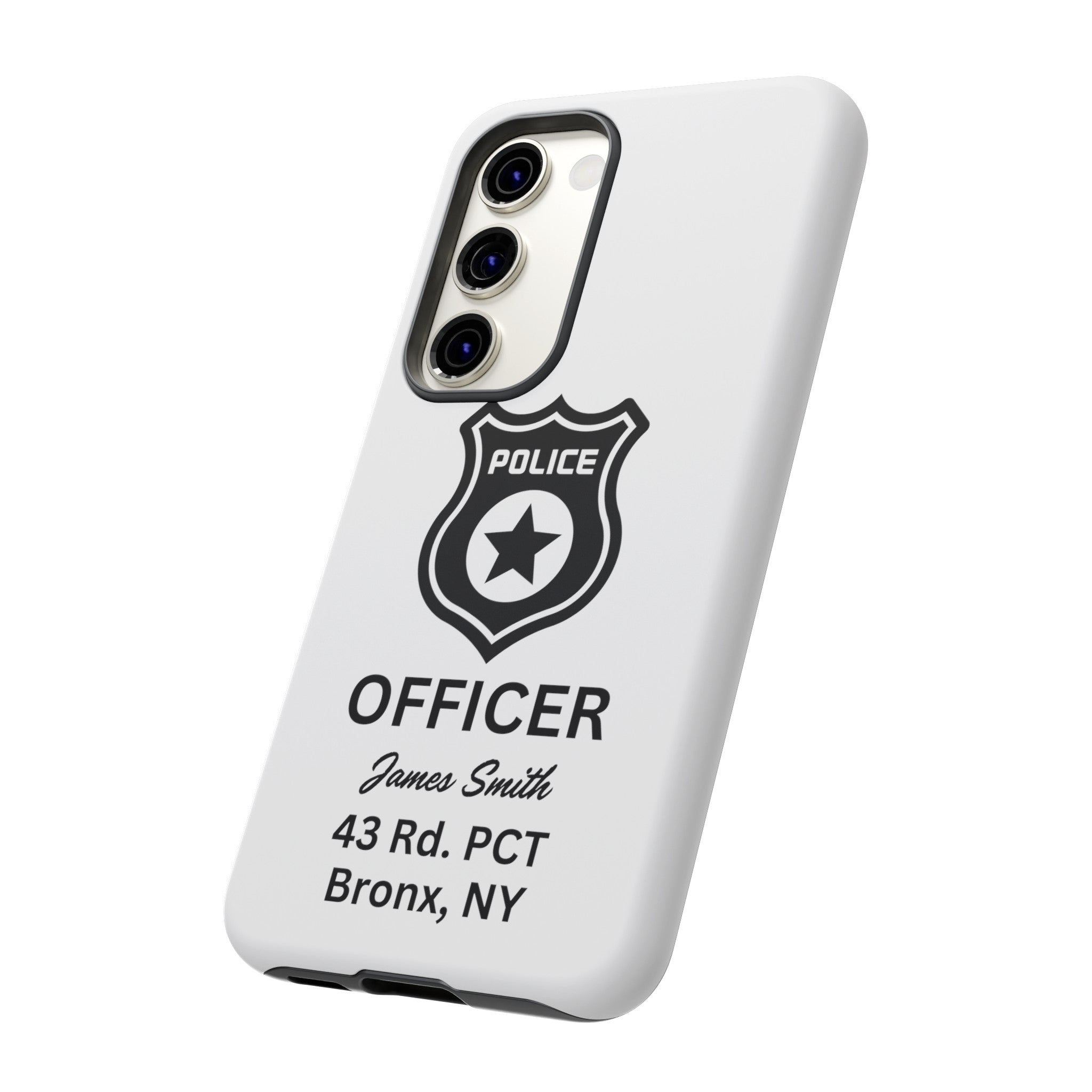 Personalized Police Officer iPhone, Samsung Tough Cases with Officer's Name and Precinct, Gift for Police Officers, Police Appreciation