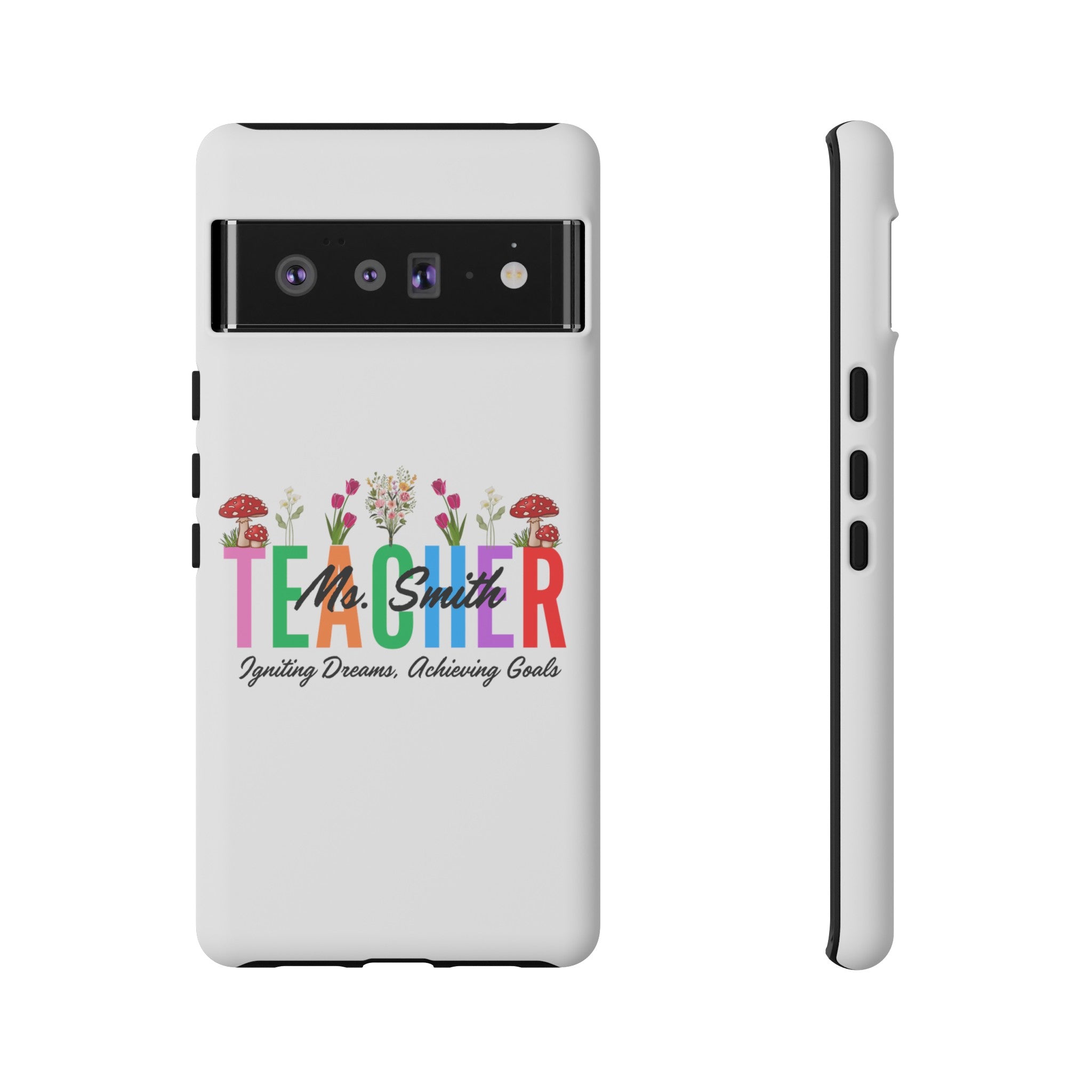 Personalized Floral Teacher iPhones and Samsung Galaxy Tough Cases, Teacher Name, Gift for teacher, Teacher's Appreciation