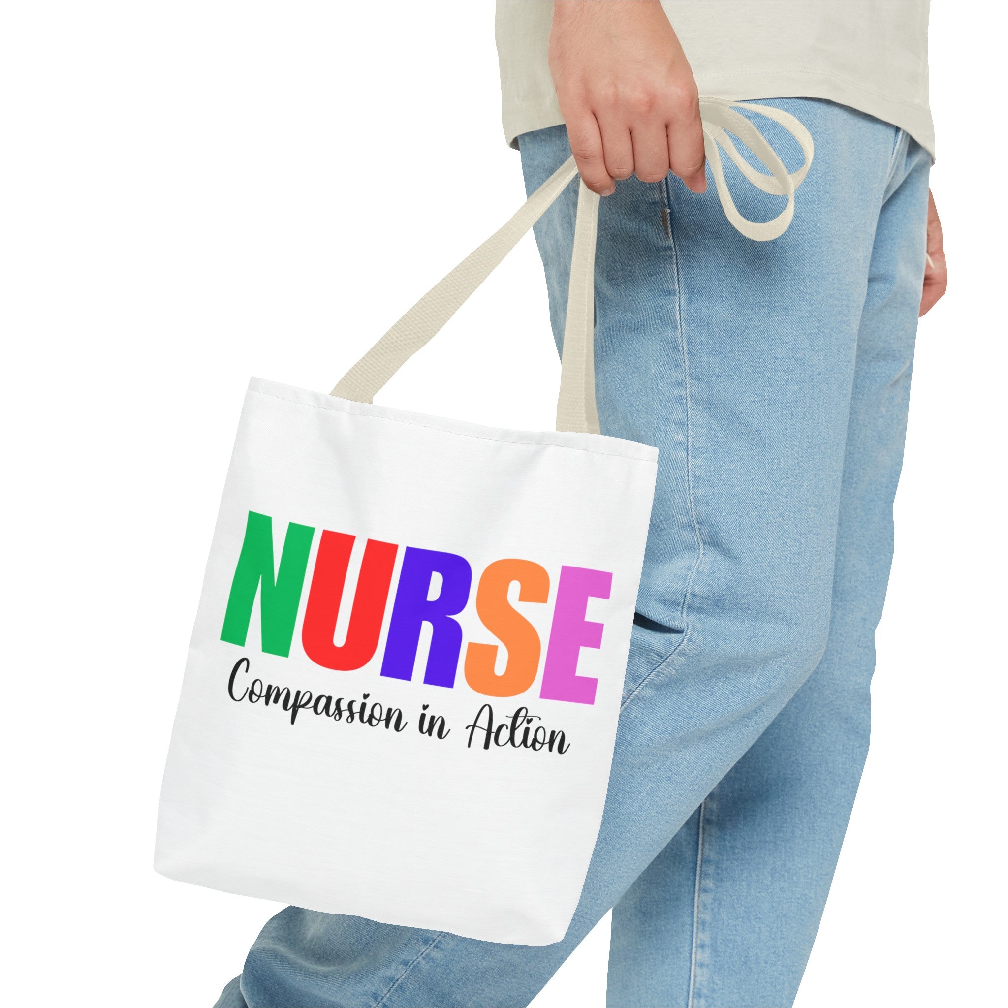 Nurse Compassion In Action Tote Bag (AOP), Gift for Nurse, Nurse Bag, Bag for Nurse