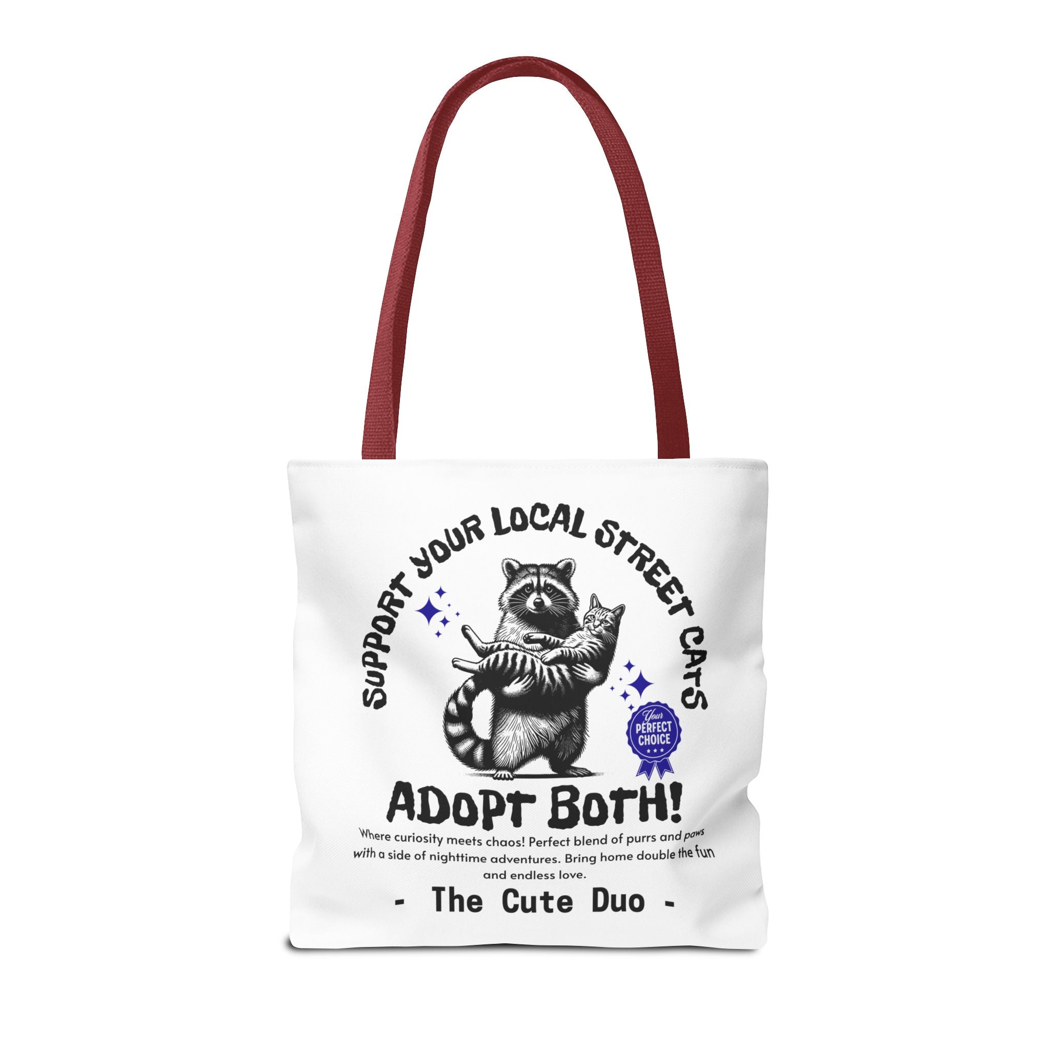 Funny Tote Bag (AOP), Funny Support Your Local Street Cats bag, Gift for Cat Lovers, Funny Raccoons Bag, Gift for Cat Mom