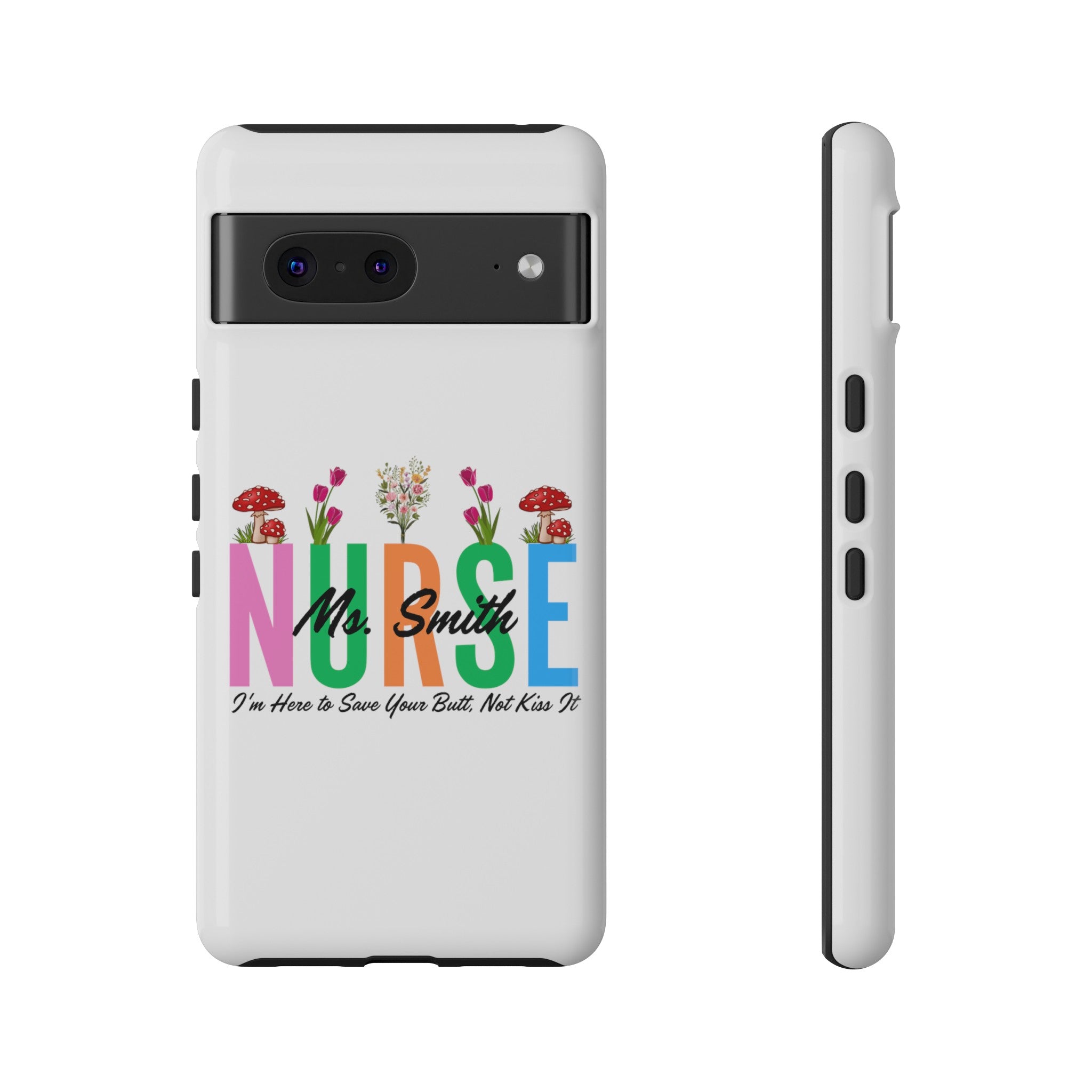 Personalized Floral Nurse iPhones and Samsung Galaxy Tough Cases, Nurse Name, Gift for Nurse, Nurse's Appreciation