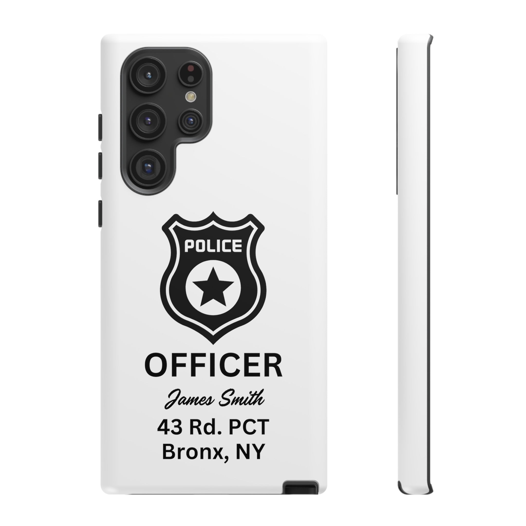 Personalized Police Officer iPhone, Samsung Tough Cases with Officer's Name and Precinct, Gift for Police Officers, Police Appreciation