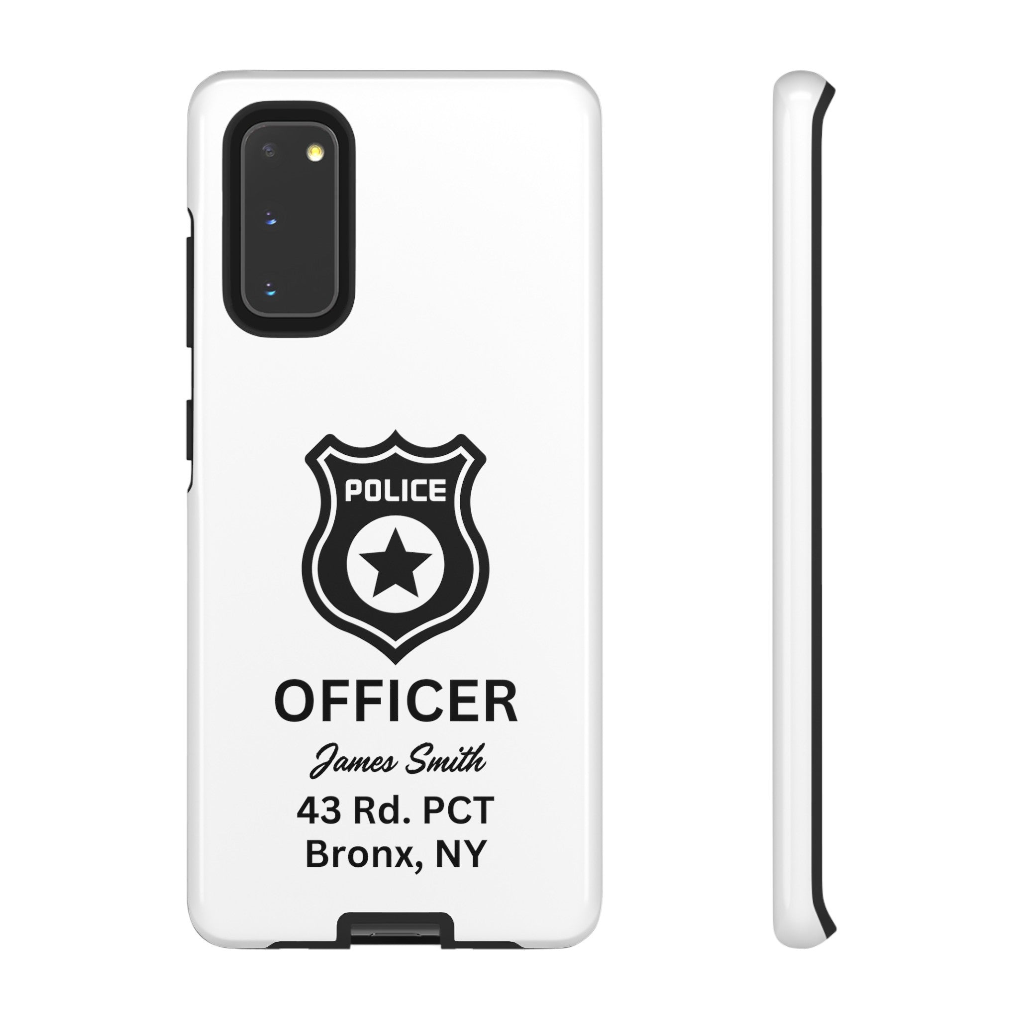 Personalized Police Officer iPhone, Samsung Tough Cases with Officer's Name and Precinct, Gift for Police Officers, Police Appreciation