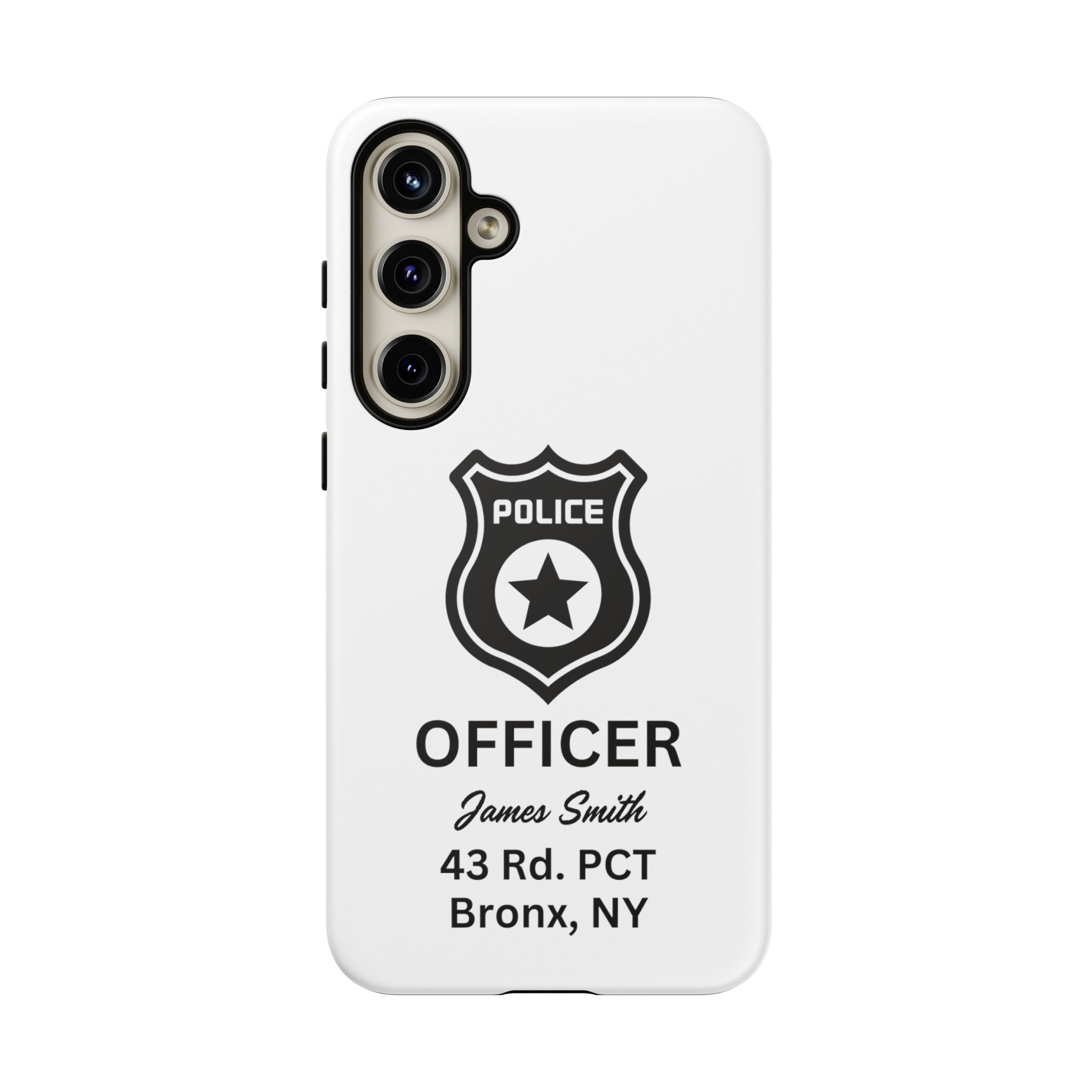 Personalized Police Officer iPhone, Samsung Tough Cases with Officer's Name and Precinct, Gift for Police Officers, Police Appreciation