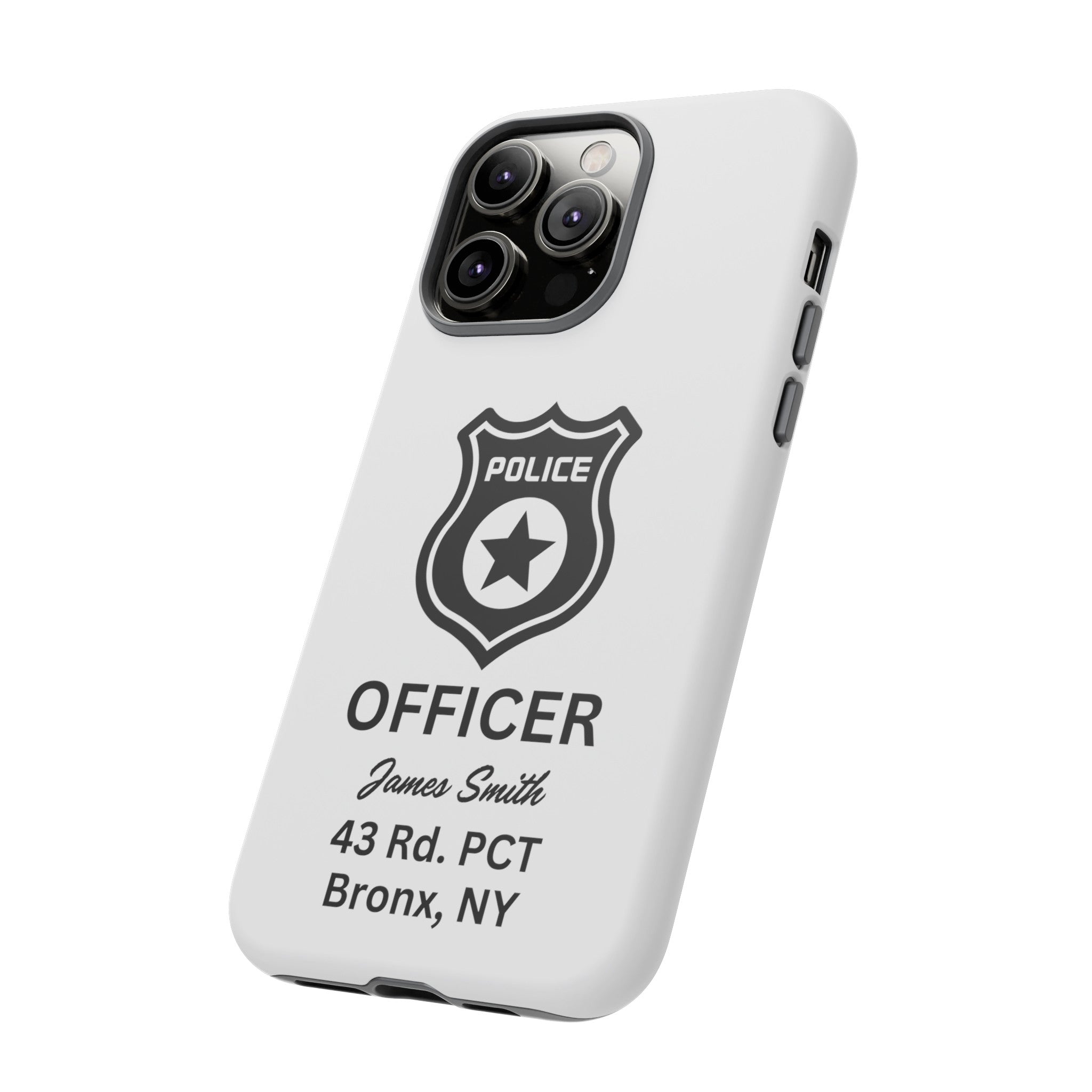 Personalized Police Officer iPhone, Samsung Tough Cases with Officer's Name and Precinct, Gift for Police Officers, Police Appreciation