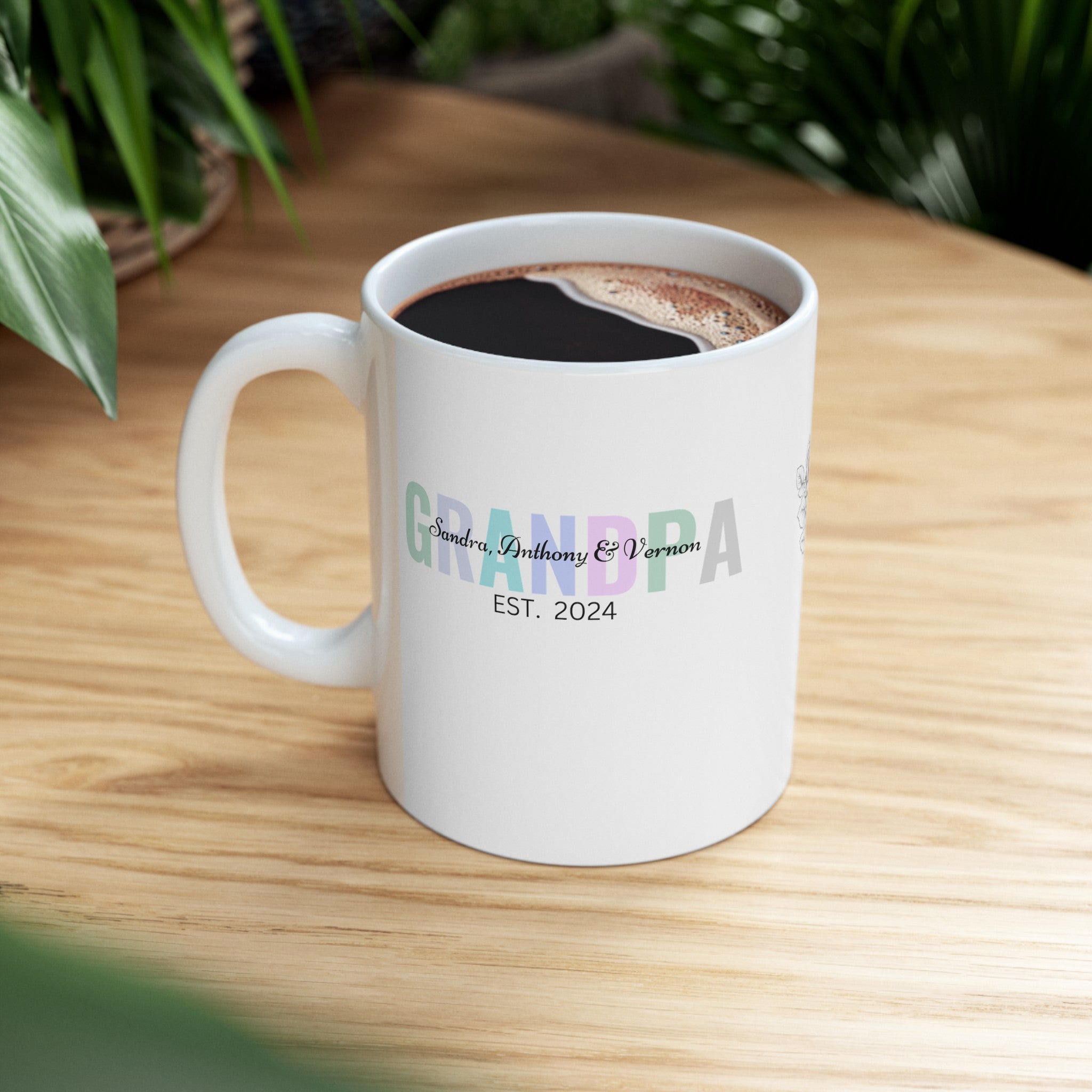 Personalized Grandpa Ceramic Mug, (11oz, 15oz) with Grandkids Names, Gift for Grandpa, Gift from Grandkids, Gift from Kids