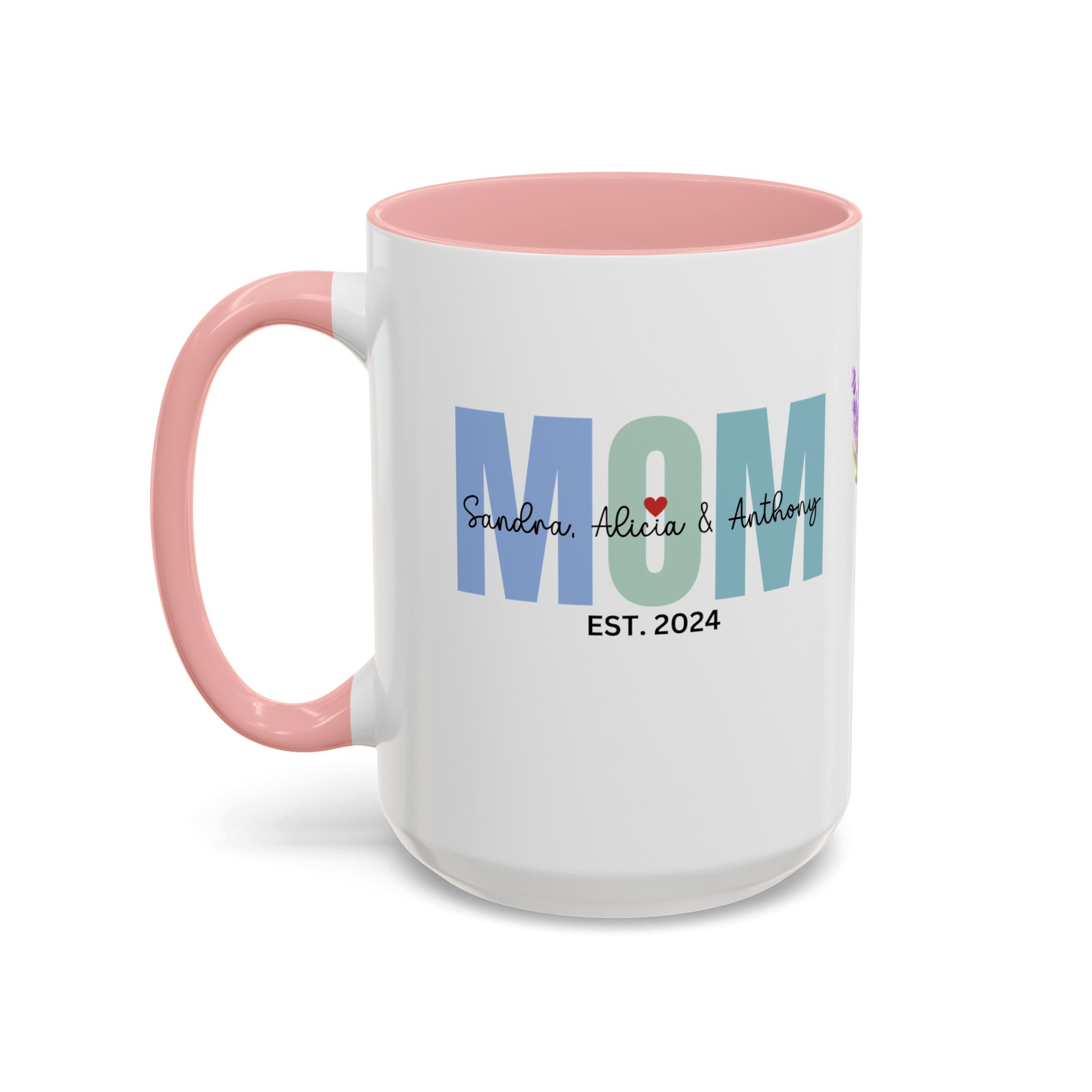 Personalized Mom Accent Coffee Mug (11, 15oz), Gift for Mom, Happy Birthday Mom, Mother's Day gift, Mom's Mug, Mom's Coffee Mug