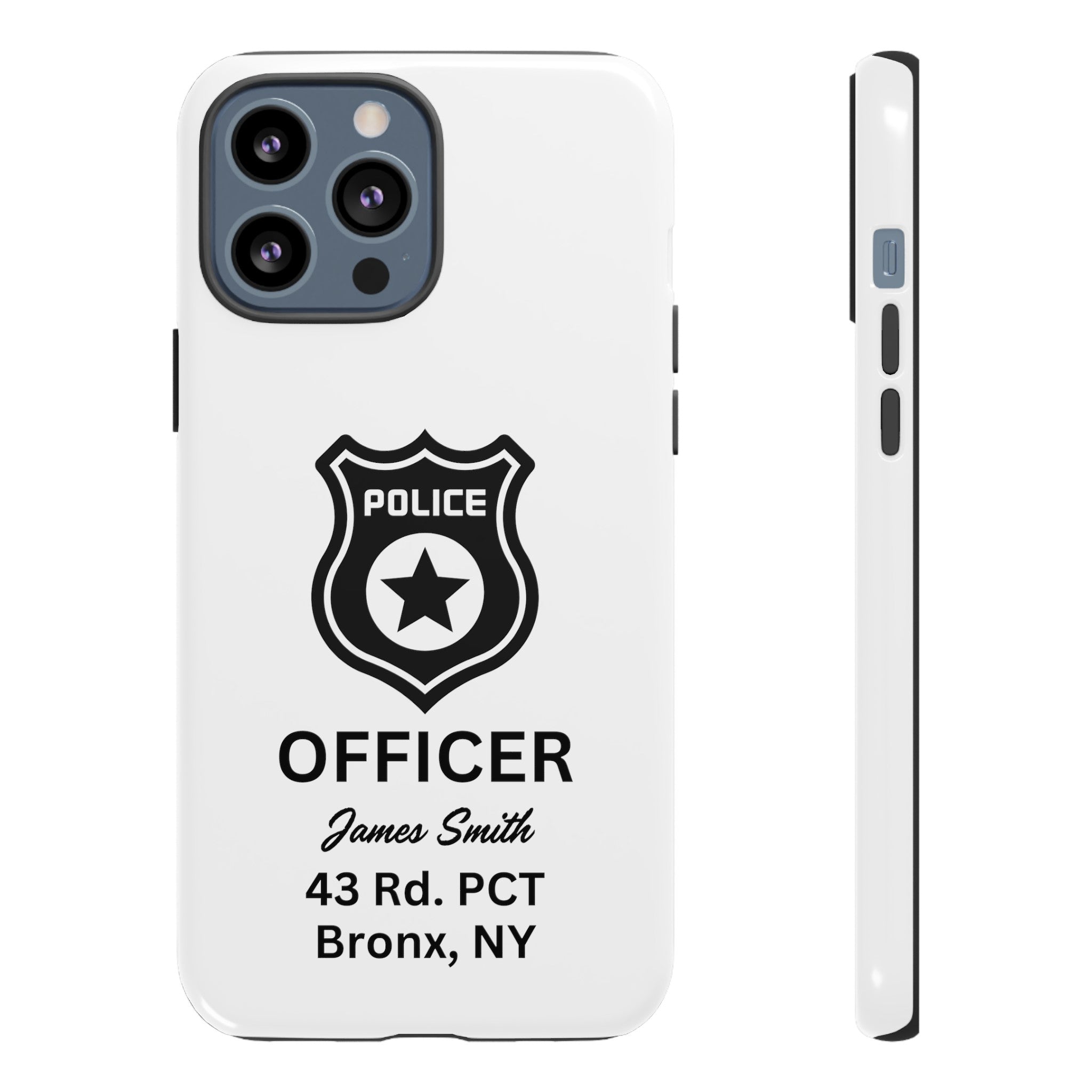 Personalized Police Officer iPhone, Samsung Tough Cases with Officer's Name and Precinct, Gift for Police Officers, Police Appreciation