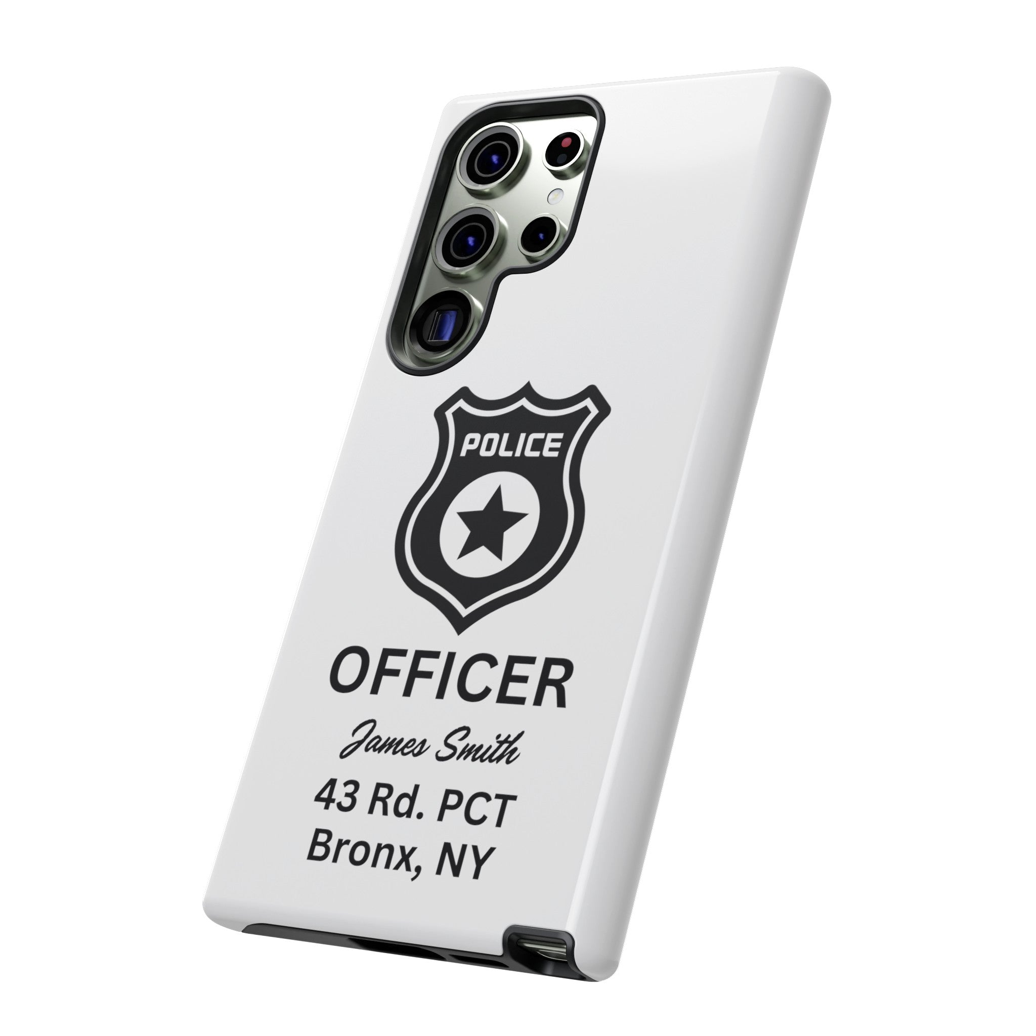 Personalized Police Officer iPhone, Samsung Tough Cases with Officer's Name and Precinct, Gift for Police Officers, Police Appreciation