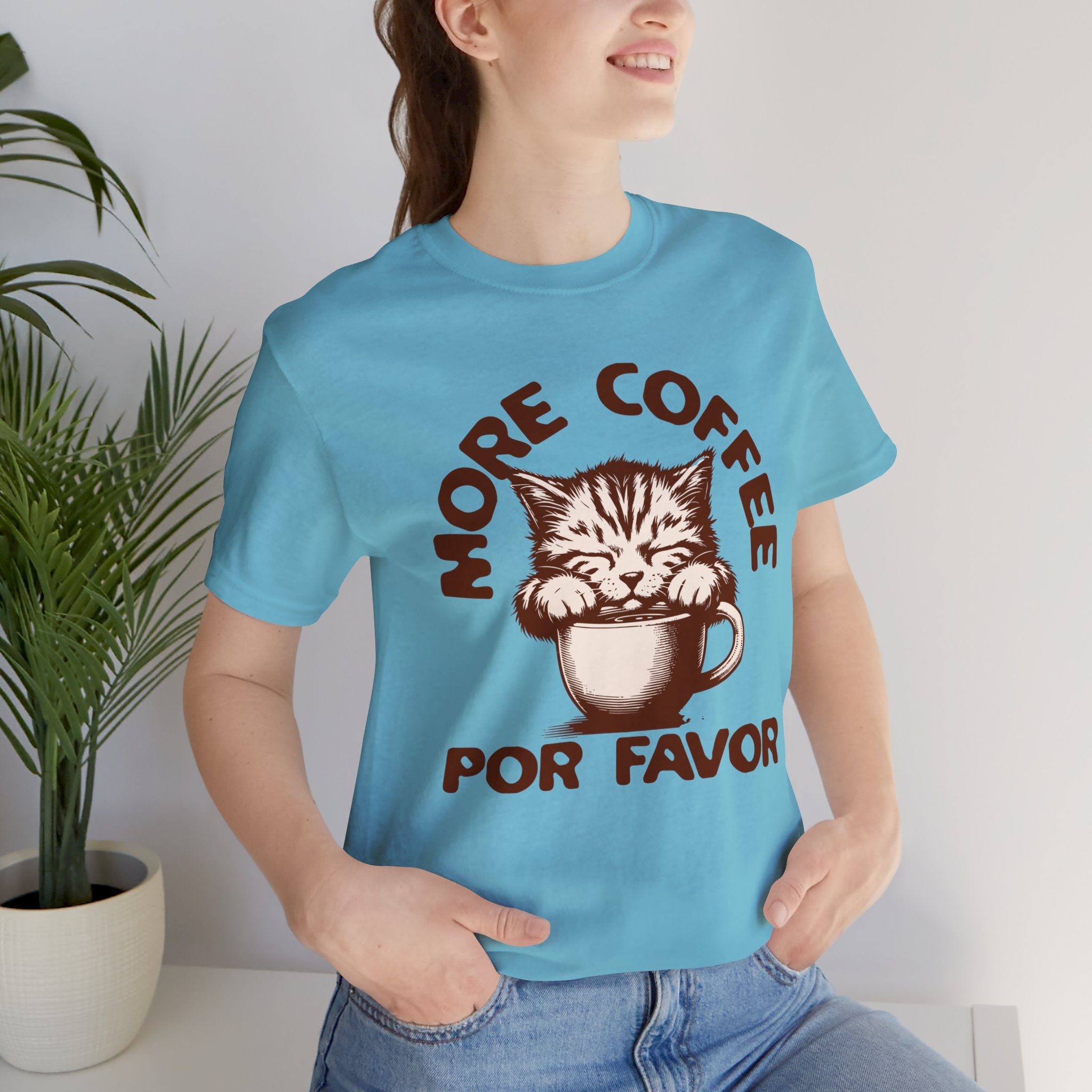 More Coffee Por Favor Funny Unisex Jersey Short Sleeve Tee, Gift for Mom, Gift for Dad, Gift for Teacher, Gift for friend